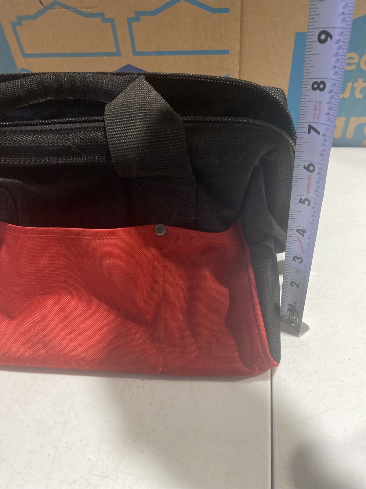 AWP Black/Red Polyester Utility Tool Tote Zip Closure 13”