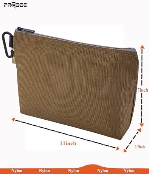 Khaki 11″ Small Tool Pouch Zipper Organizer Bag with 1 Pack