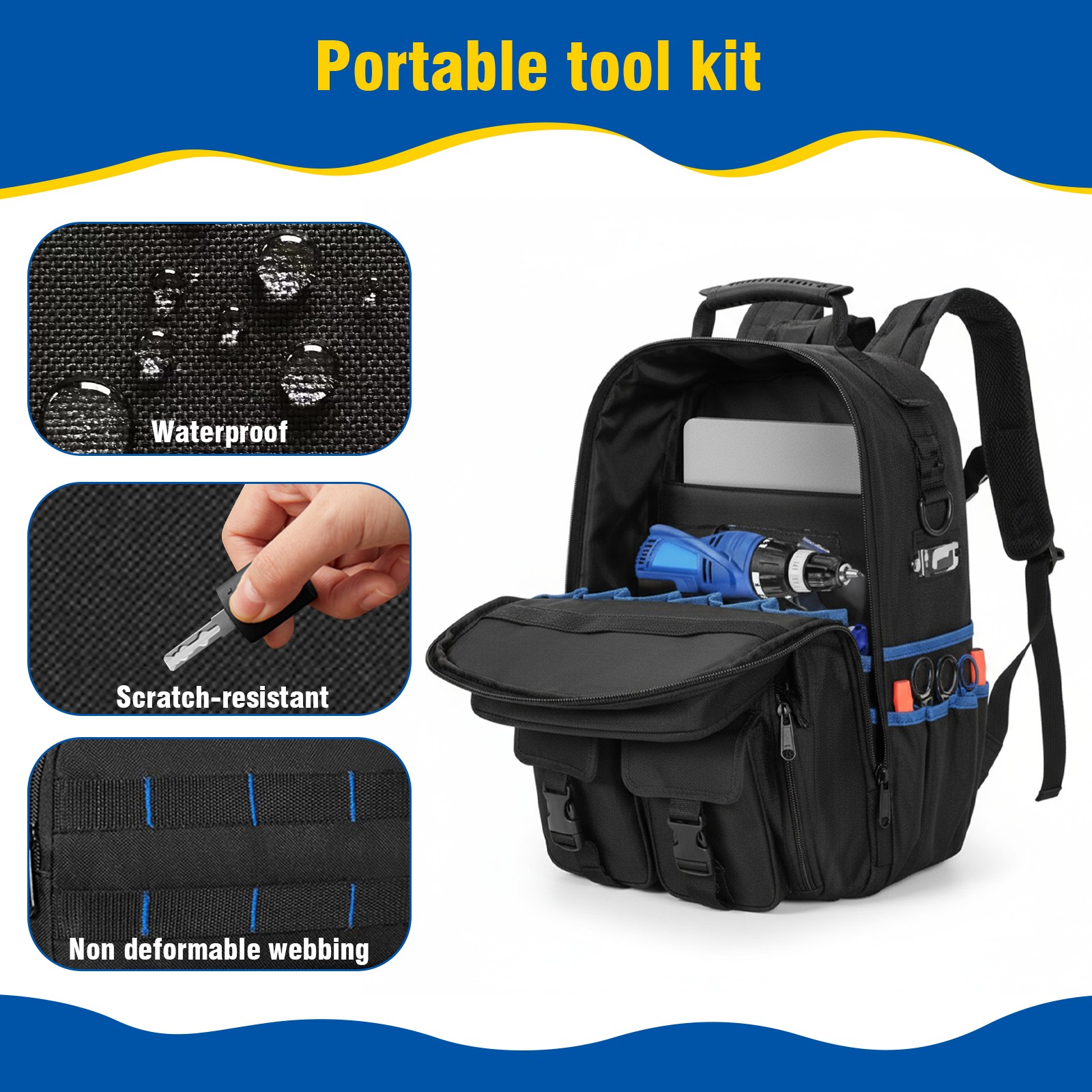 Back Pack Tool Bag Carrier Storage Electrician Heavy Duty Durable Backpack NEW