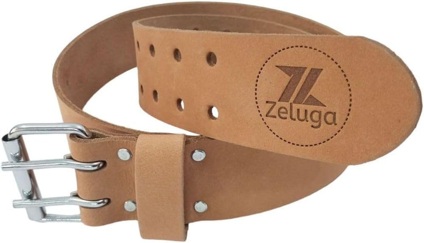 20-208 2In. Heavy Duty Preminum Quality Top Grain Leather Work Belt, Natural