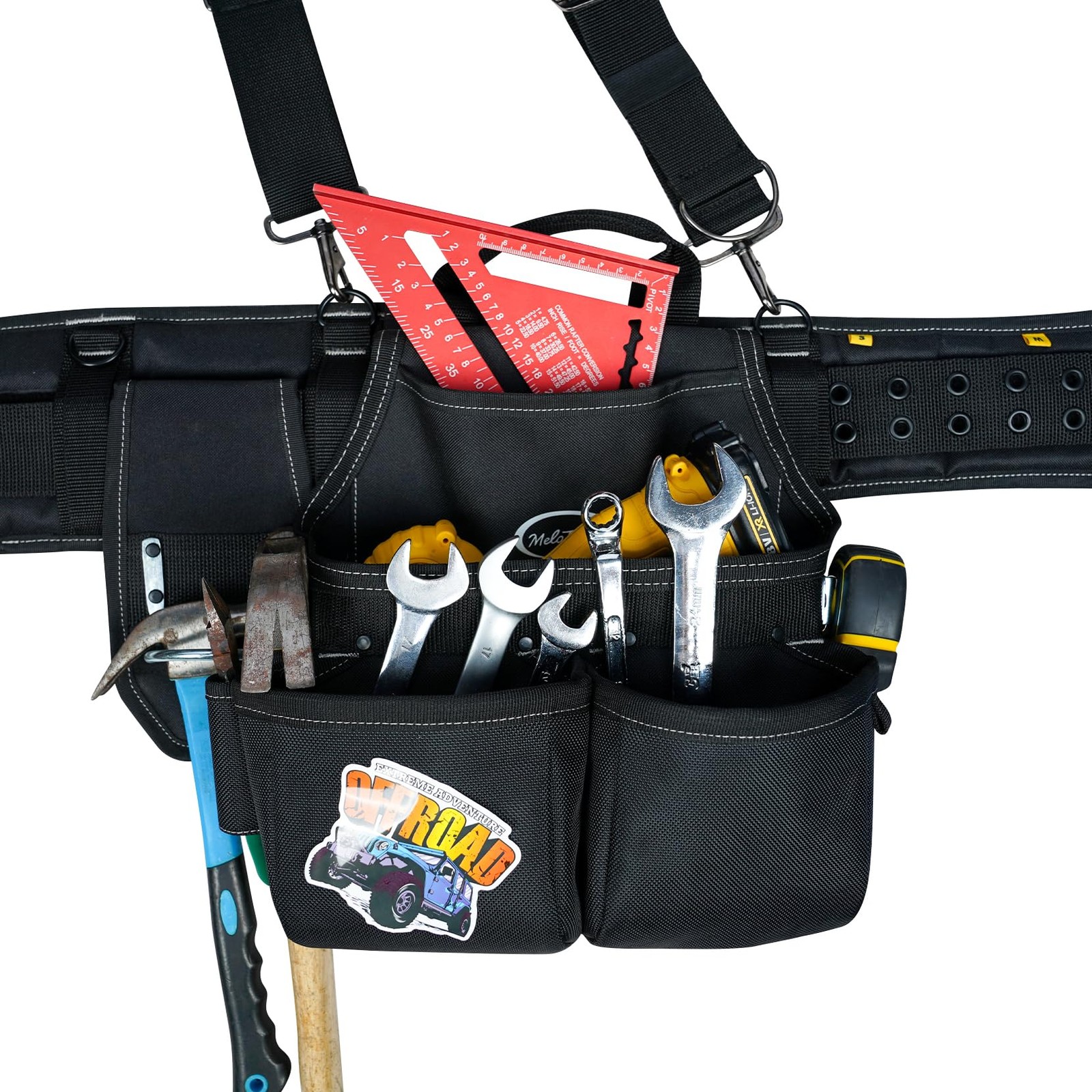 MELOTOUGH Tool Belt with Suspenders Framer Combo System, Black