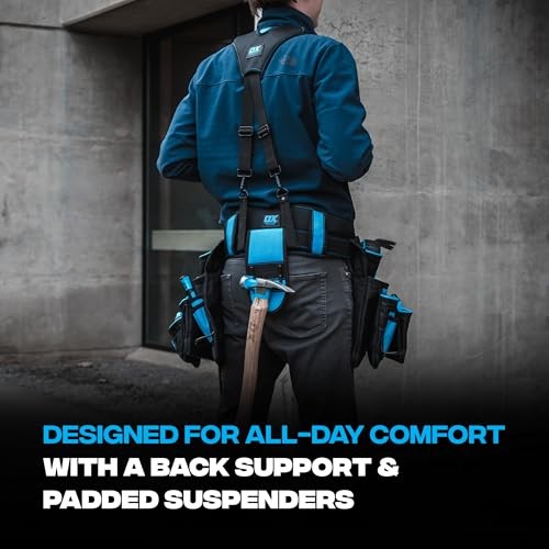 Pro Nylon Framing Tool Belt with Suspenders – 1680D Ballistic Nylon Tool Rig