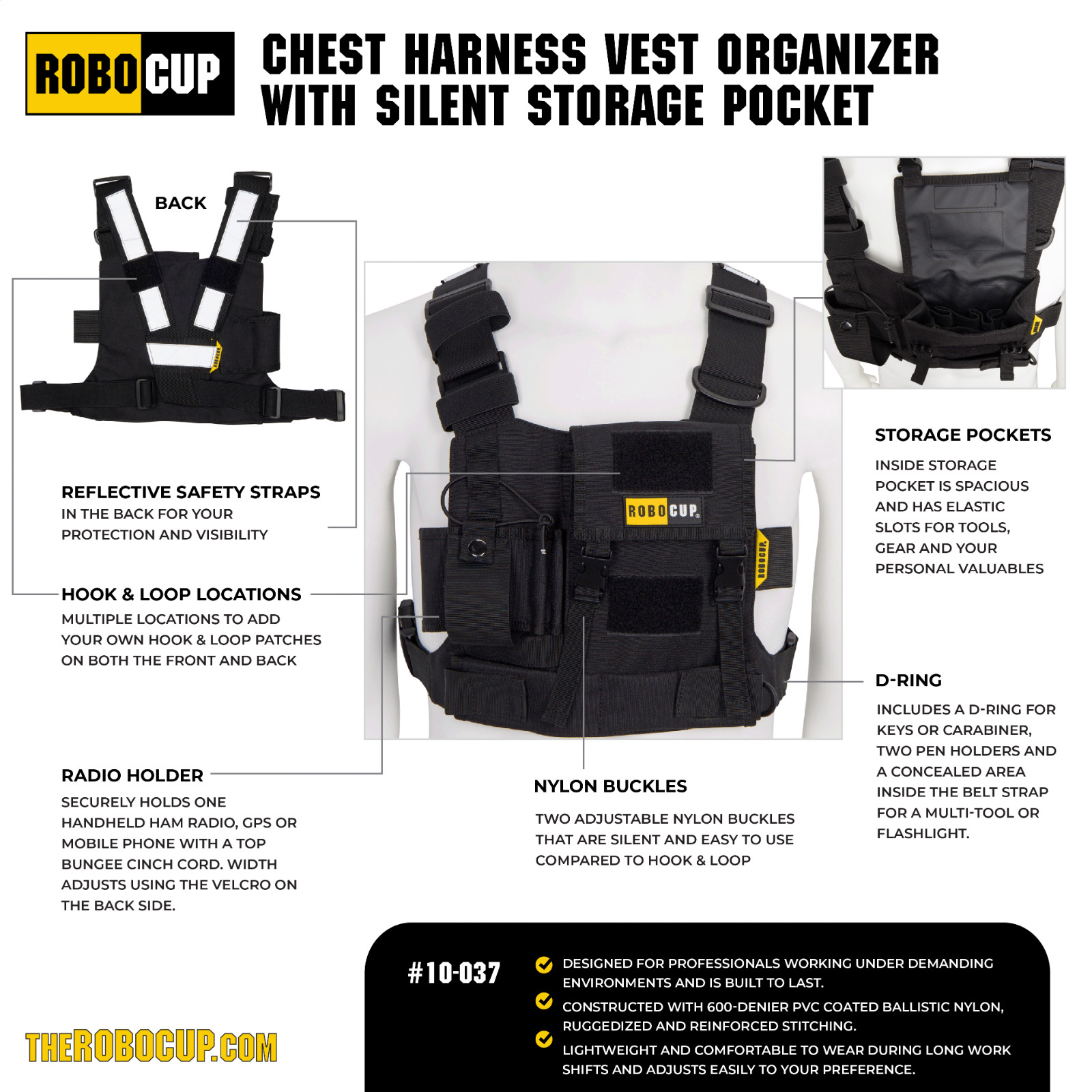 ROBOCUP CHEST HARNESS VEST ORGANIZER W SILENT STORAGE POCKET: FILM, TV & PHOTO