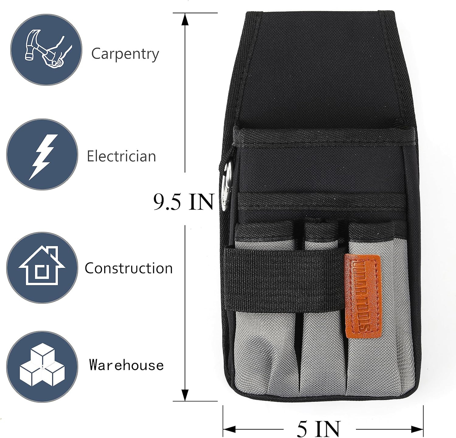 Small Tool Pouch with Belt Clip,Tool Belt Pouches,Electrician Tool Pouch.Mini Or