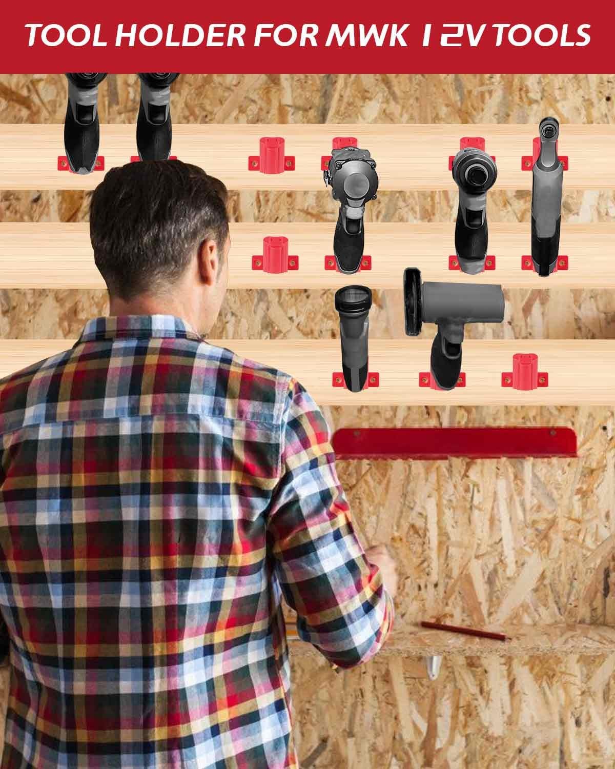 6-Pack Tool Holder Compatible with Milwaukee M12 12V Power Tools, Wall Mount …