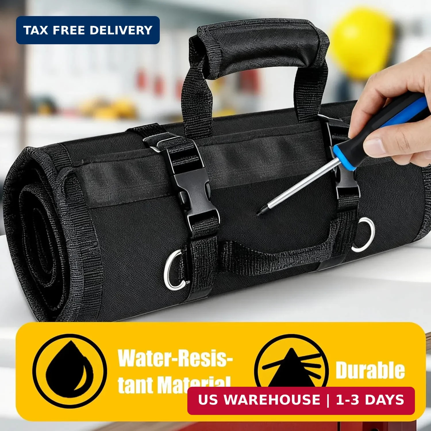 Tool Bag,Large Roll-Up Tool Bag Organizer with 28 Pocket Organizer, 34 Socket Sl