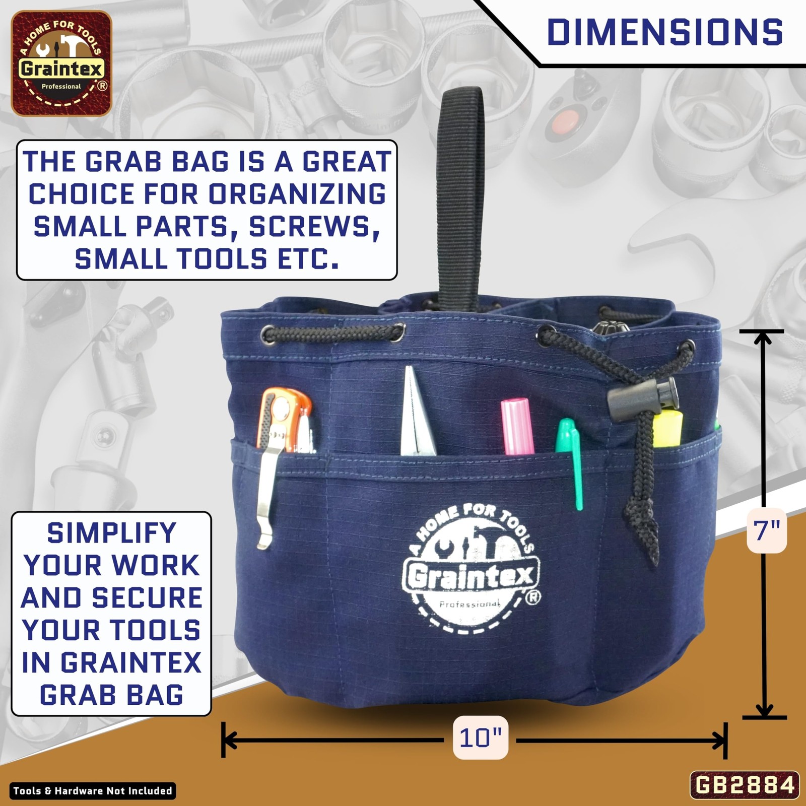 18 Pockets Grab Bag Rip-stop Canvas Drawstring Closure, Small Part Organizer …