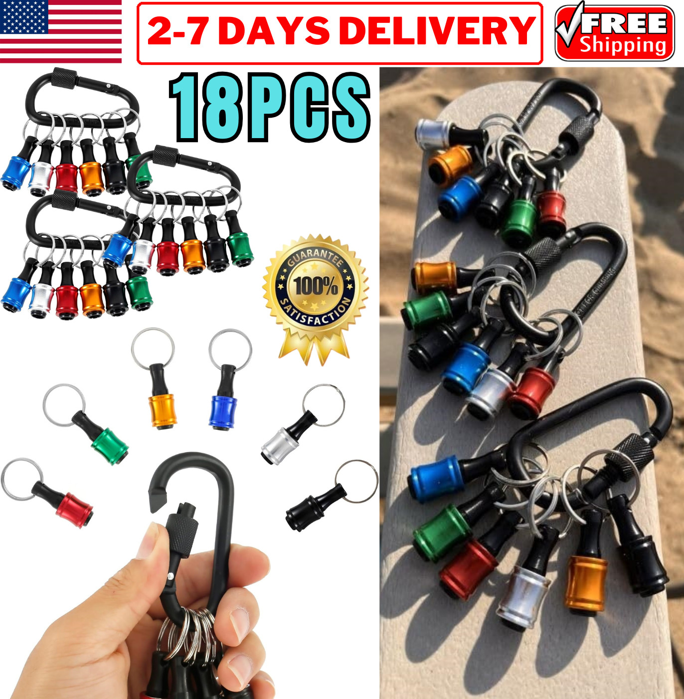 Drill Bit Holder Keychain 1/4″ Socket Hex Shank Impact Driver Screwdriver Holder
