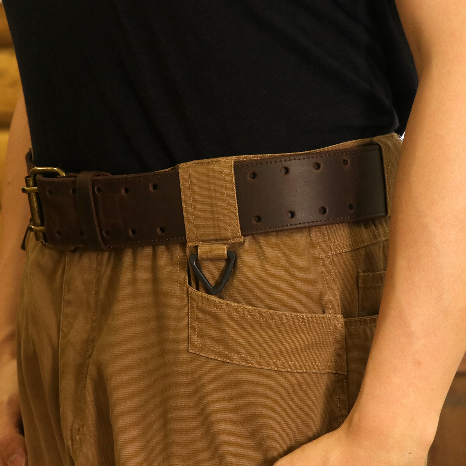 TOURBON Men 2″ Wide Workshop Pouch Holder Tool Carry Buckle Belt Leather Gift US