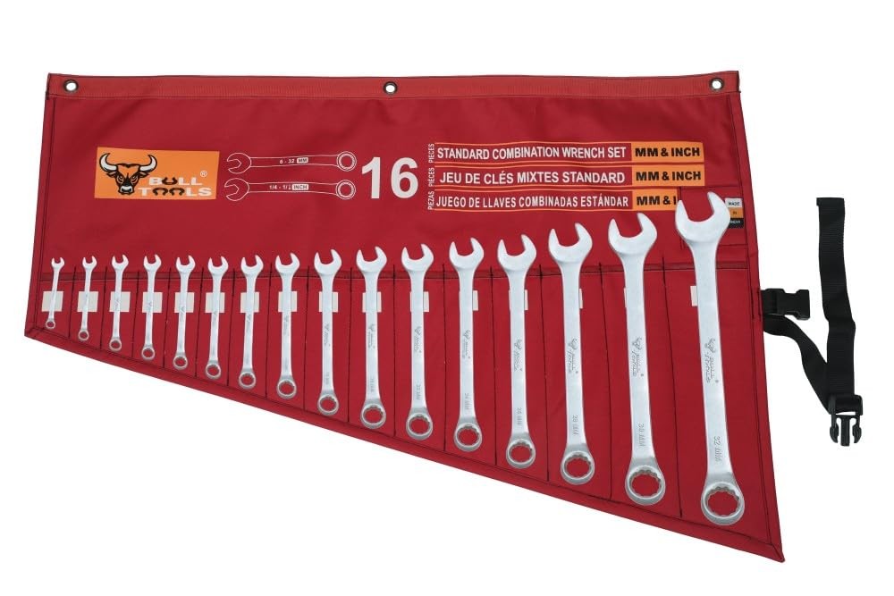 Tool Roll Organizer with 16 Pockets Wrenches, Metric & SAE Waterproof Ballistic