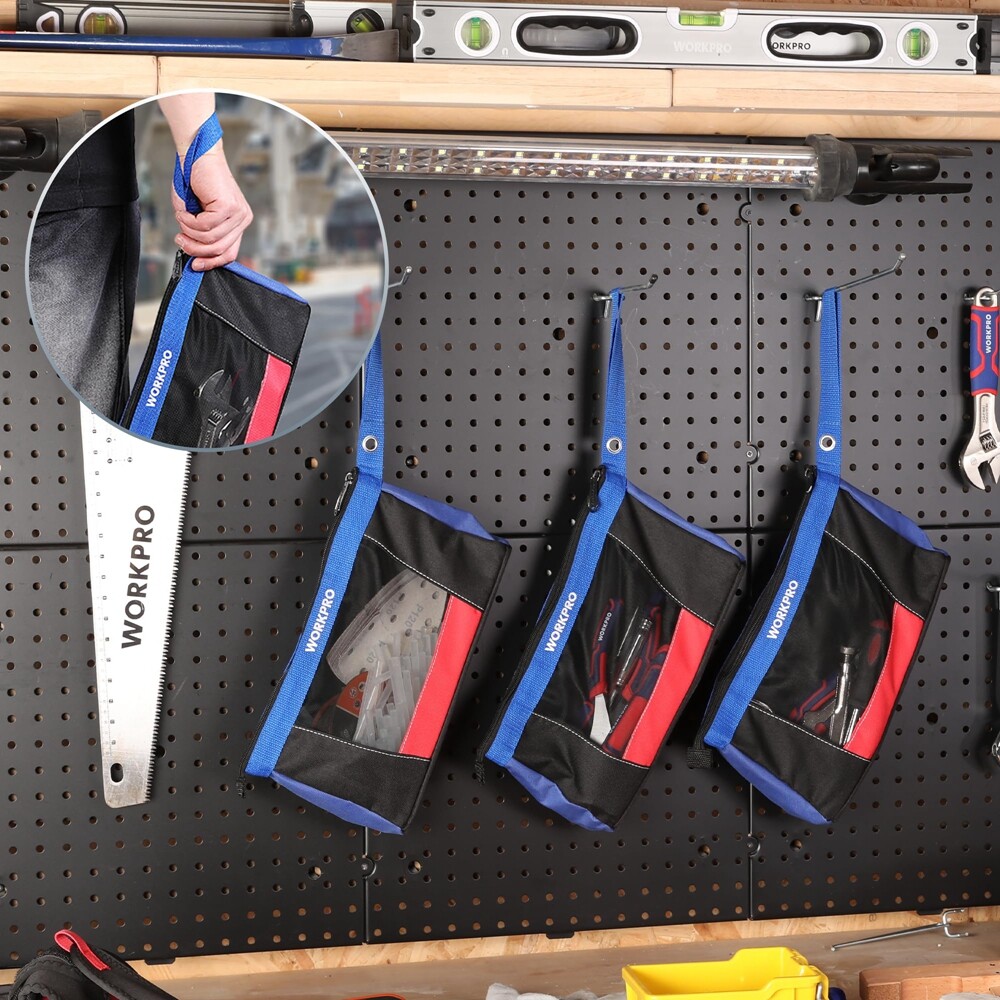WORKPRO 12″ Tool Pouches with Zipper Heavy-Duty Small Tool Bag for Tool Storage