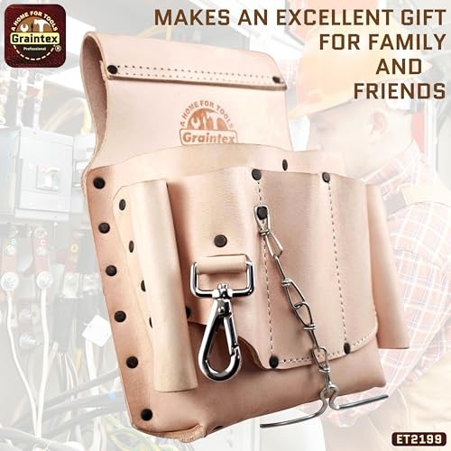 Electrician Leather Tool Pouch | Natural Color Top Grain Leather | Perfect