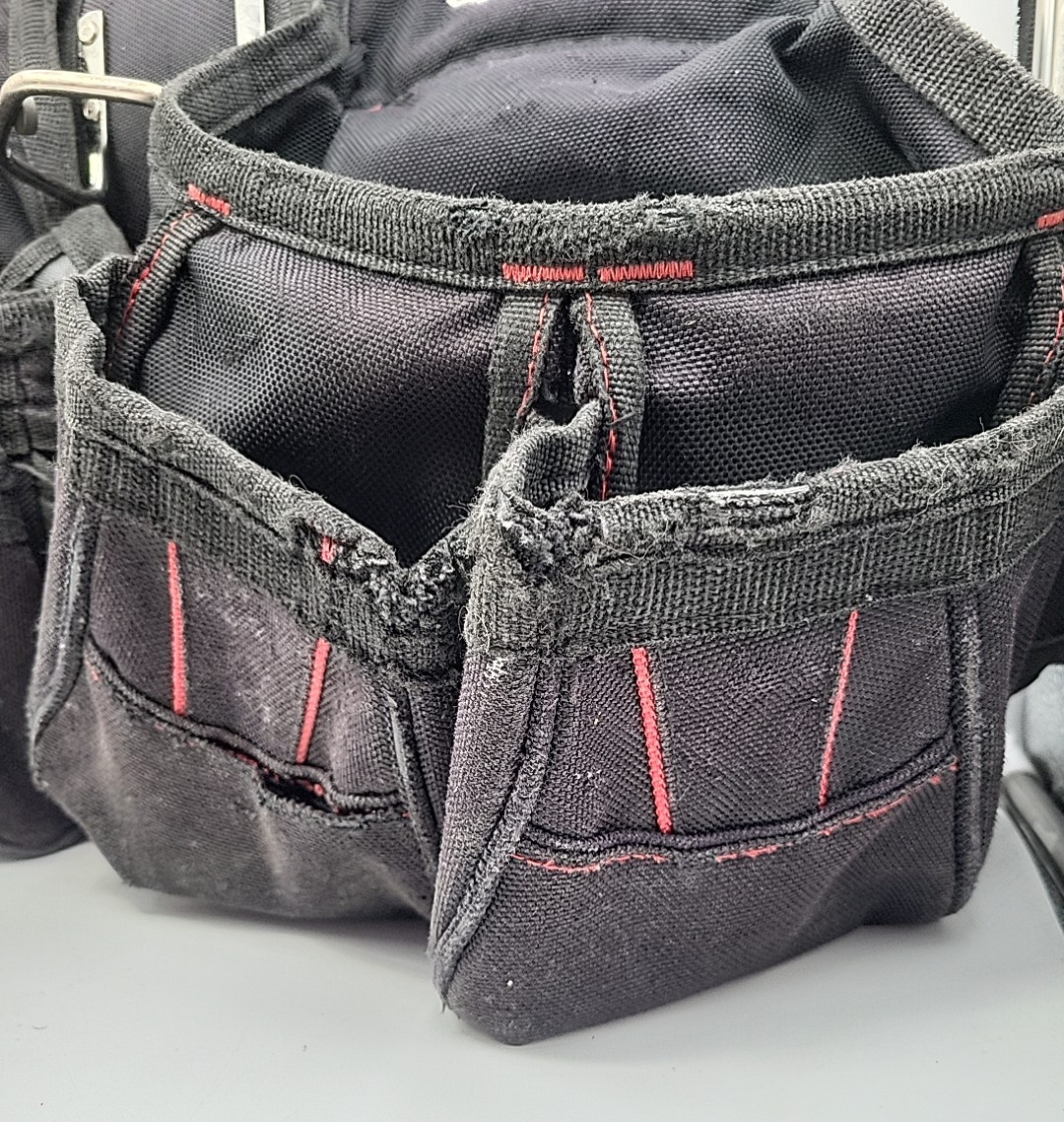 Husky Tool Belt Contractor 2 Bag 10 Pocket Work Belt Black Hammer Loop Carpenter