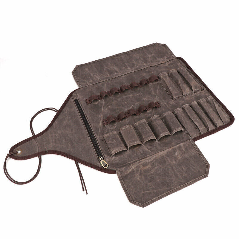 Canvas Tool Roll Spanner Carve Knife Wrench Storage Pouch Chisel Pocket-TOURBON