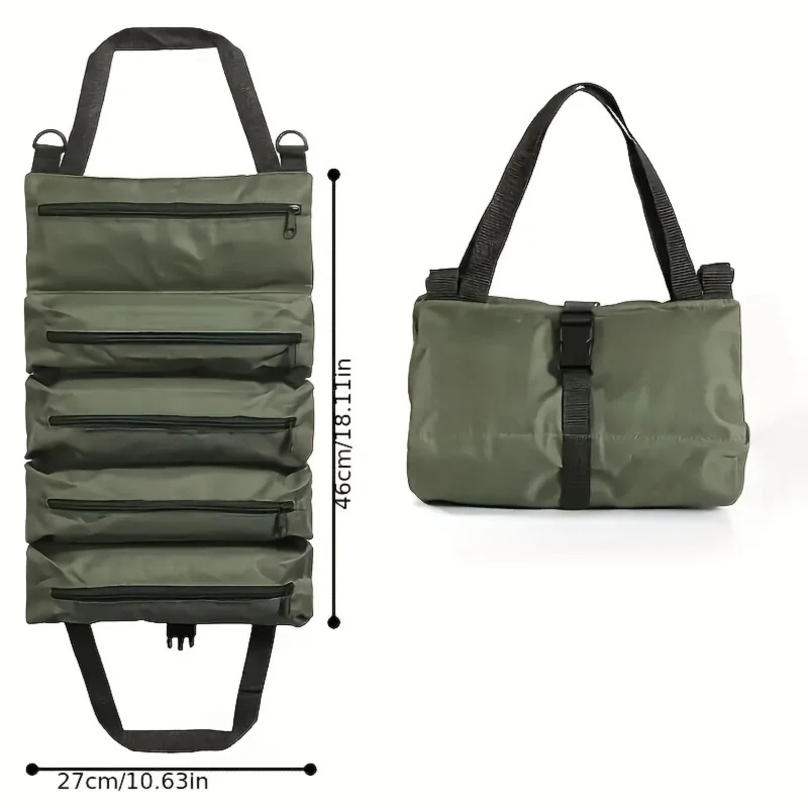 Multi-Purpose Tool Roll Up Bag Wrench Pouch Canvas Hanging Organizer