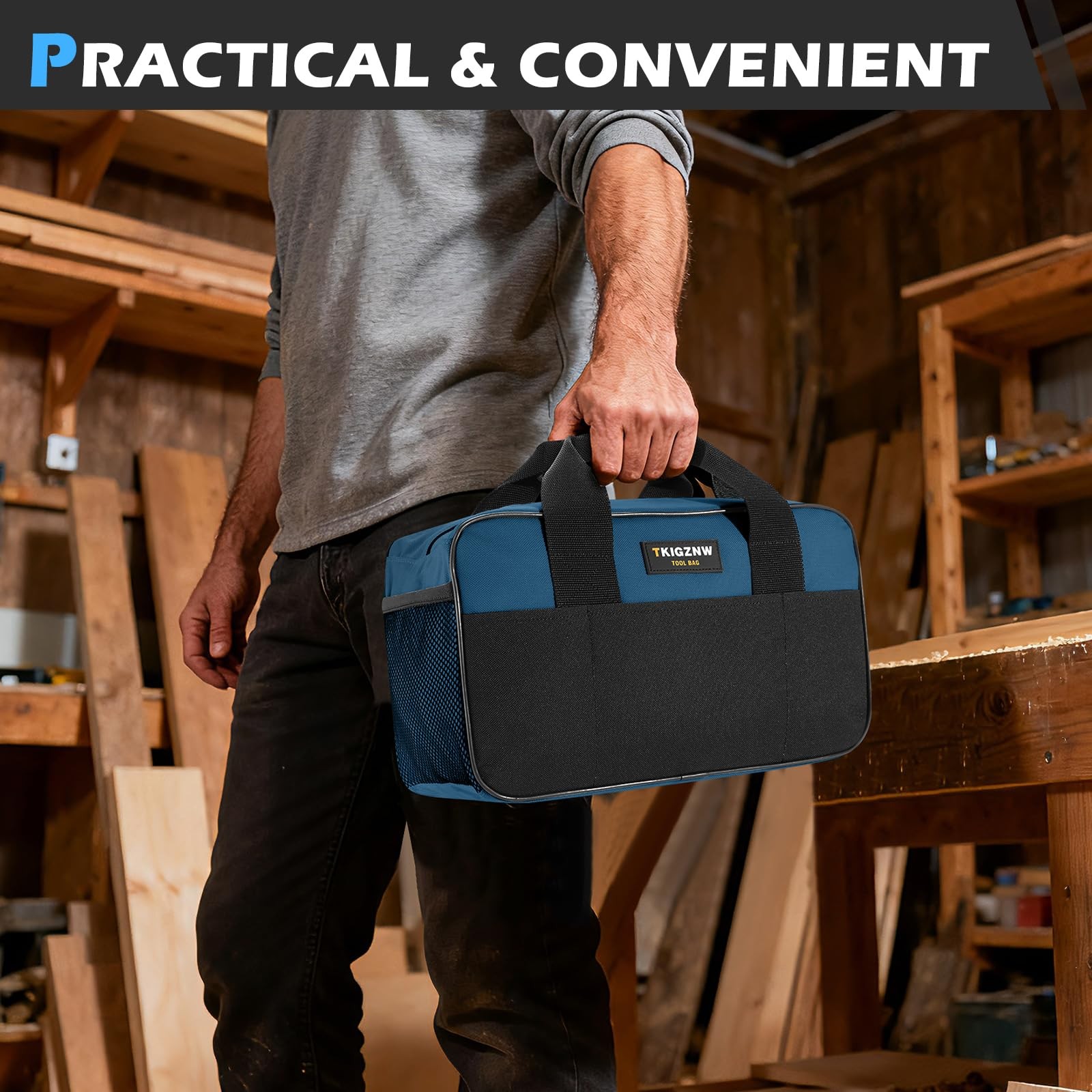 Tool Bag 14-Inch, 9 Pockets Waterproof Portable Toolbag, Small Wide Mouth Tot…