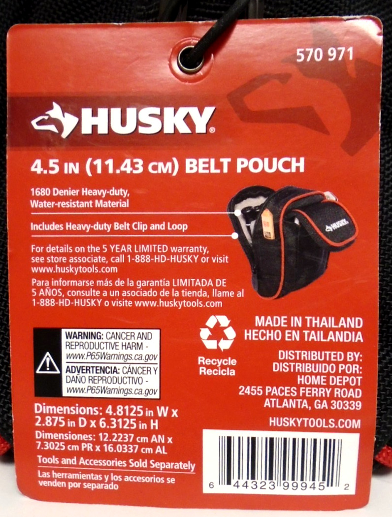 HUSKY 4.5 Inch Belt Pouch with Belt Clip & Loop 600 Denier Heavy Duty Free Ship
