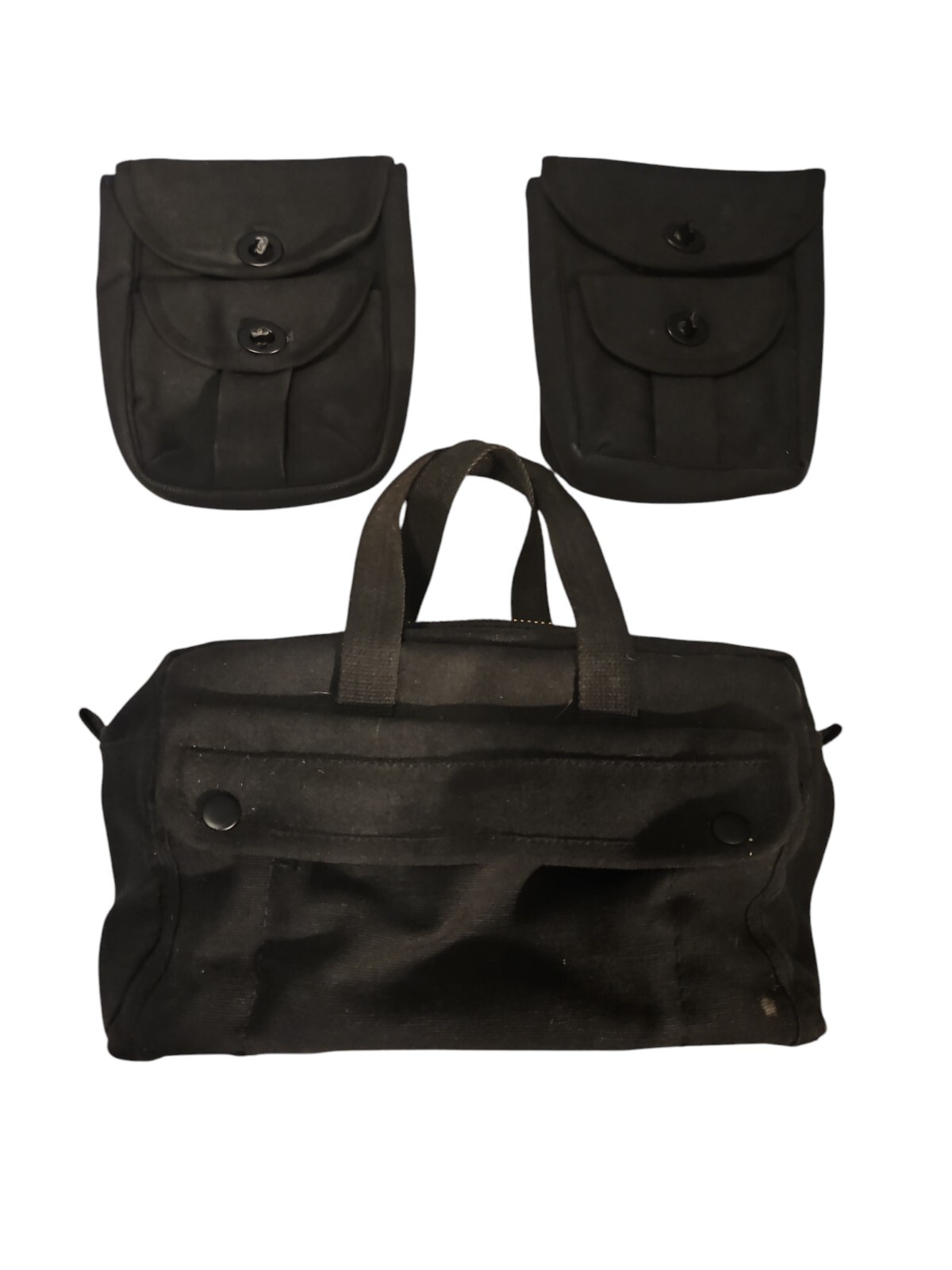 Military Style Heavyweight Canvas Black Tool Bag + 2 Black Canvas Belt Pouches!