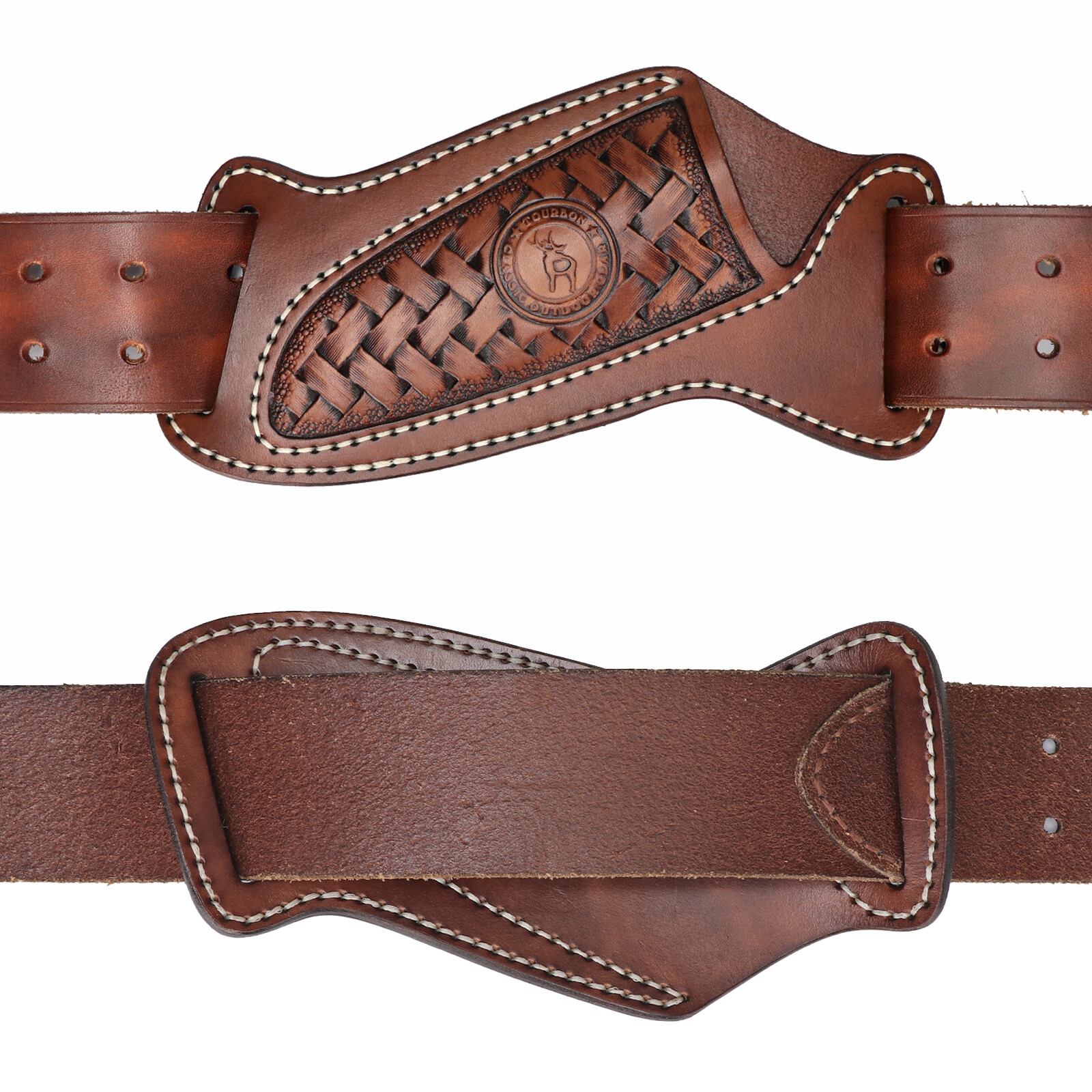 TOURBON Leather Fixed Straight Blade Knife Sheath Belt Pouch EDC Knives Pouch
