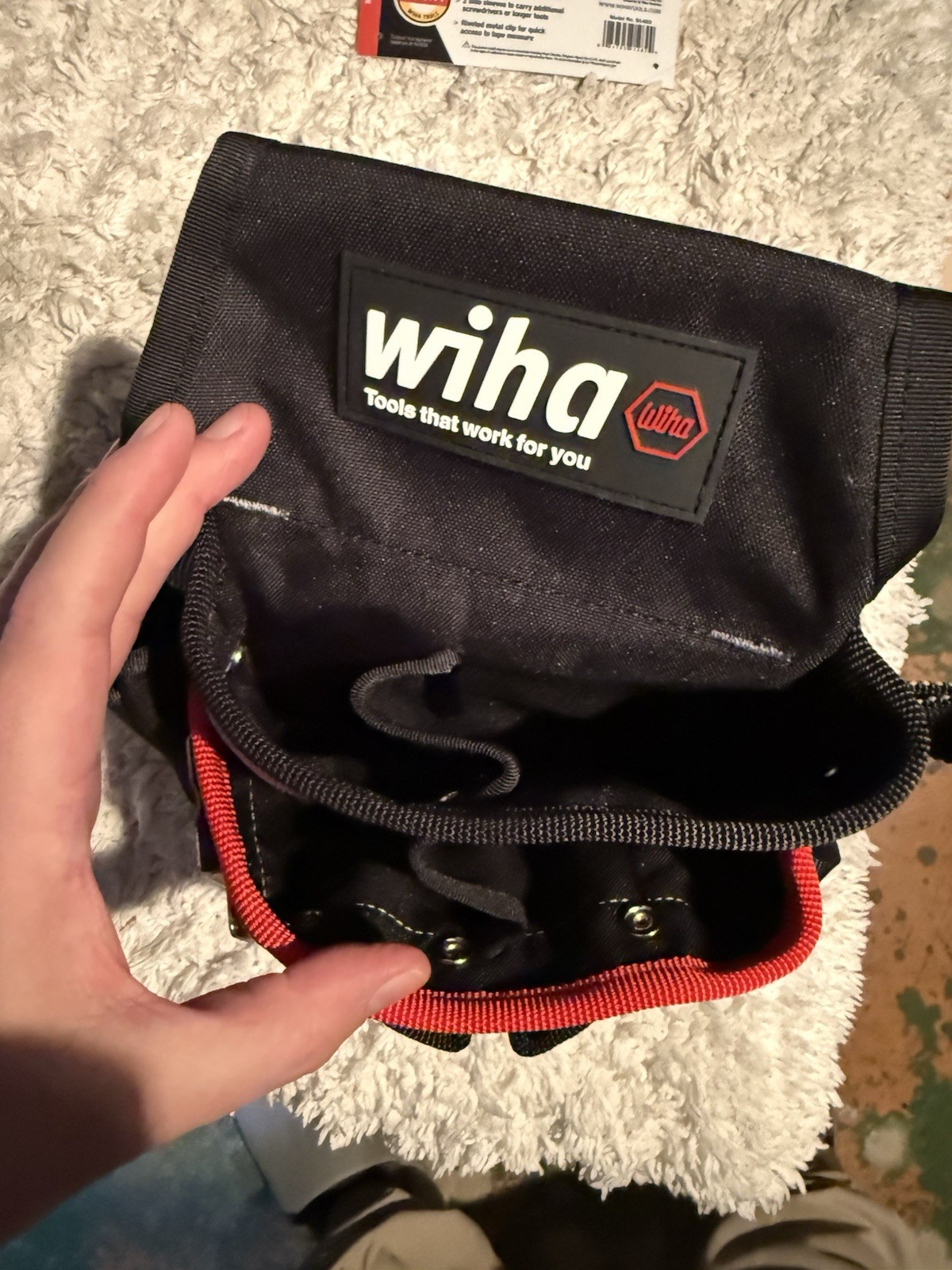 Wiha 6-Pocket Electricians Pouch, Nylon, Belt Clip, Black/Red/Gray