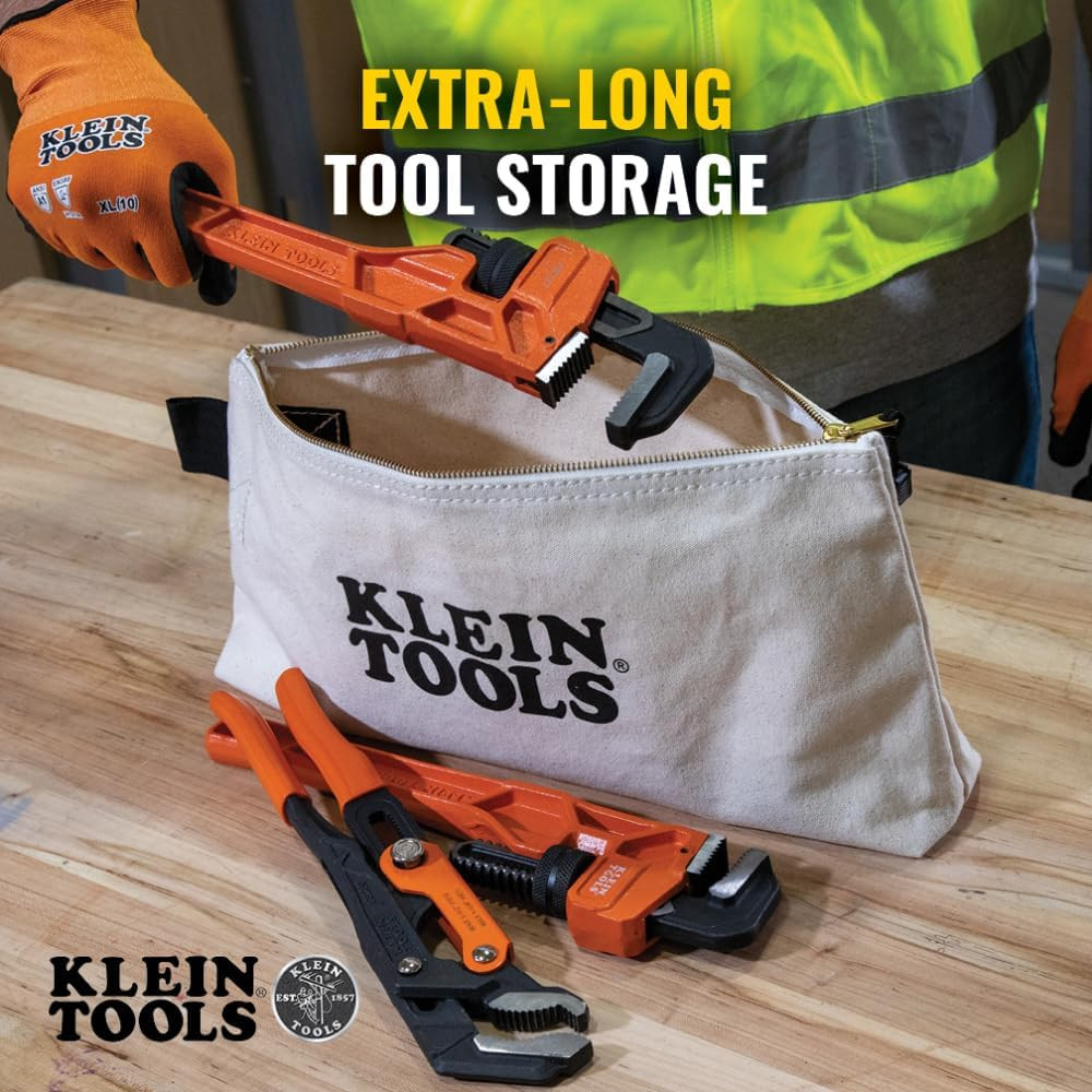 KLEIN TOOLS 62042 16-Inch Zipper Bag, Extra Long, No. 10 Canvas, Heavy Duty Tool