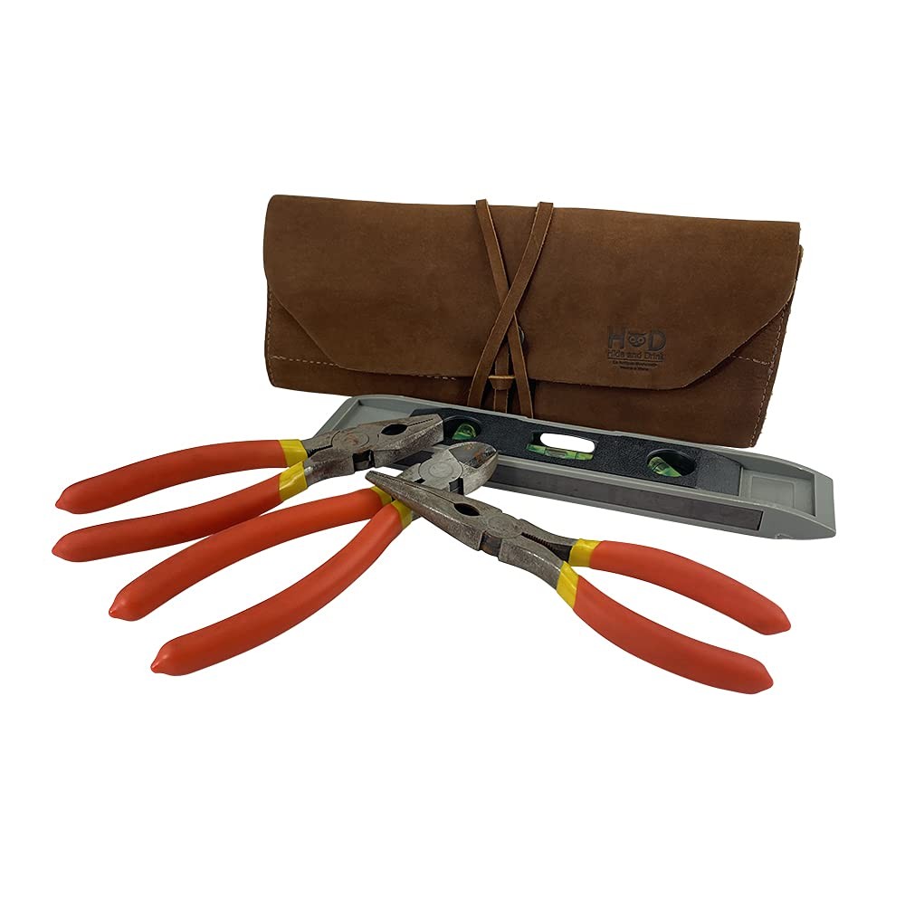 Hide Drink, Rustic Small Tool Roll-Up Bag (10 Slots), Portable Carry-On Pouch