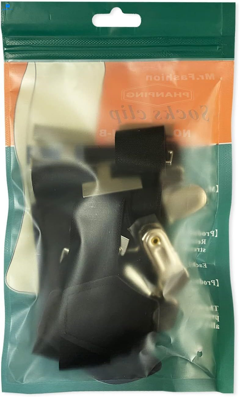 Mens Sock Garters Belt Adjustable 2-pack Sturdy Clip One pair, Black Pair