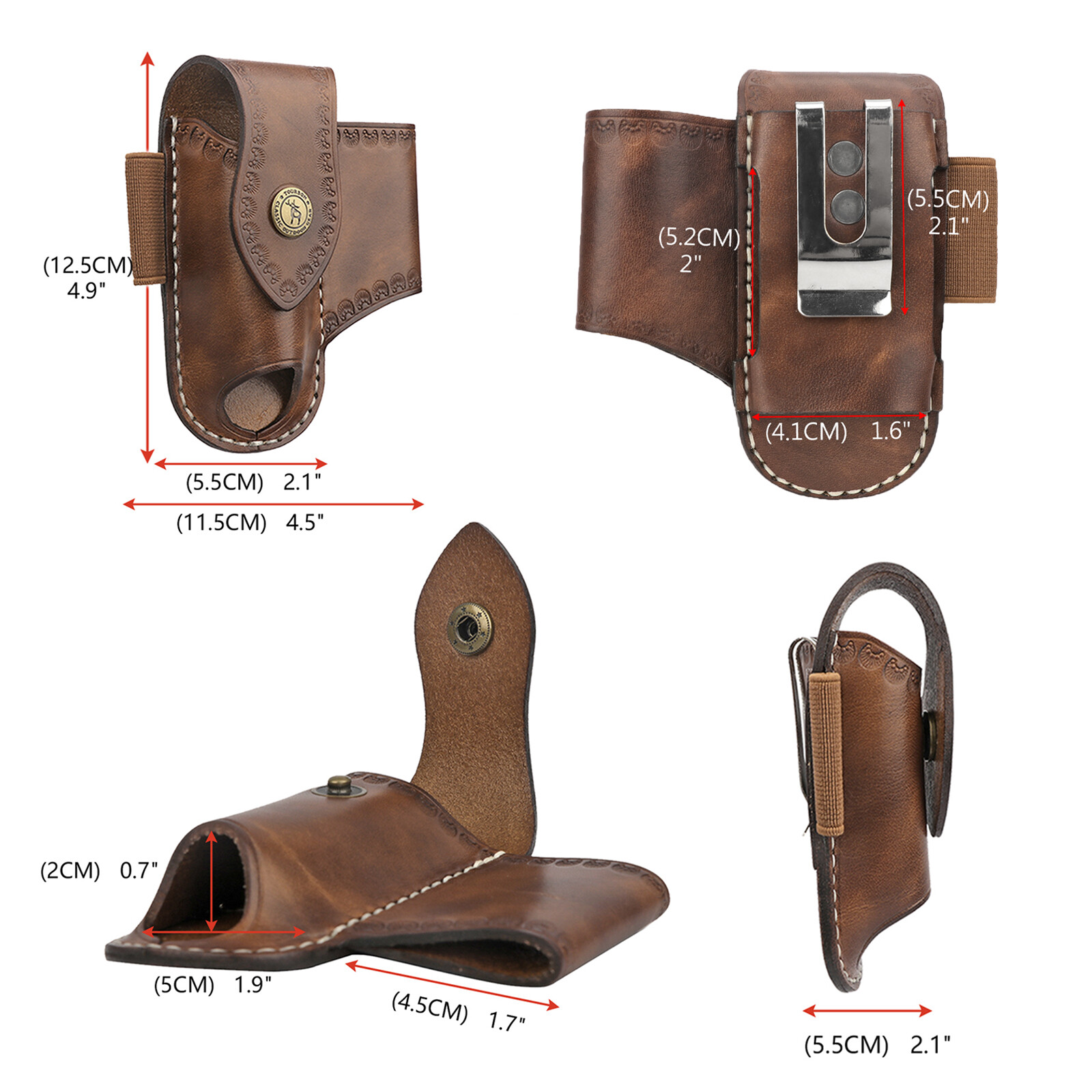 TOURBON Leather Knife Sheath Belt Holster Pouch Folding Multitools Pliers Case