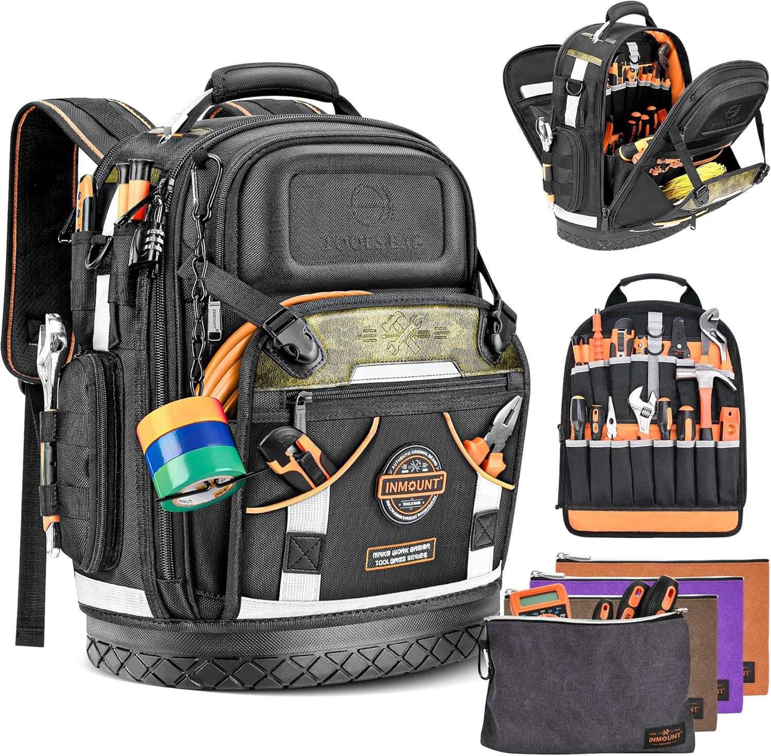 Tool Backpack Bag, HVAC Heavy Duty Construction Tools Backpack for Men, 1680D Pr