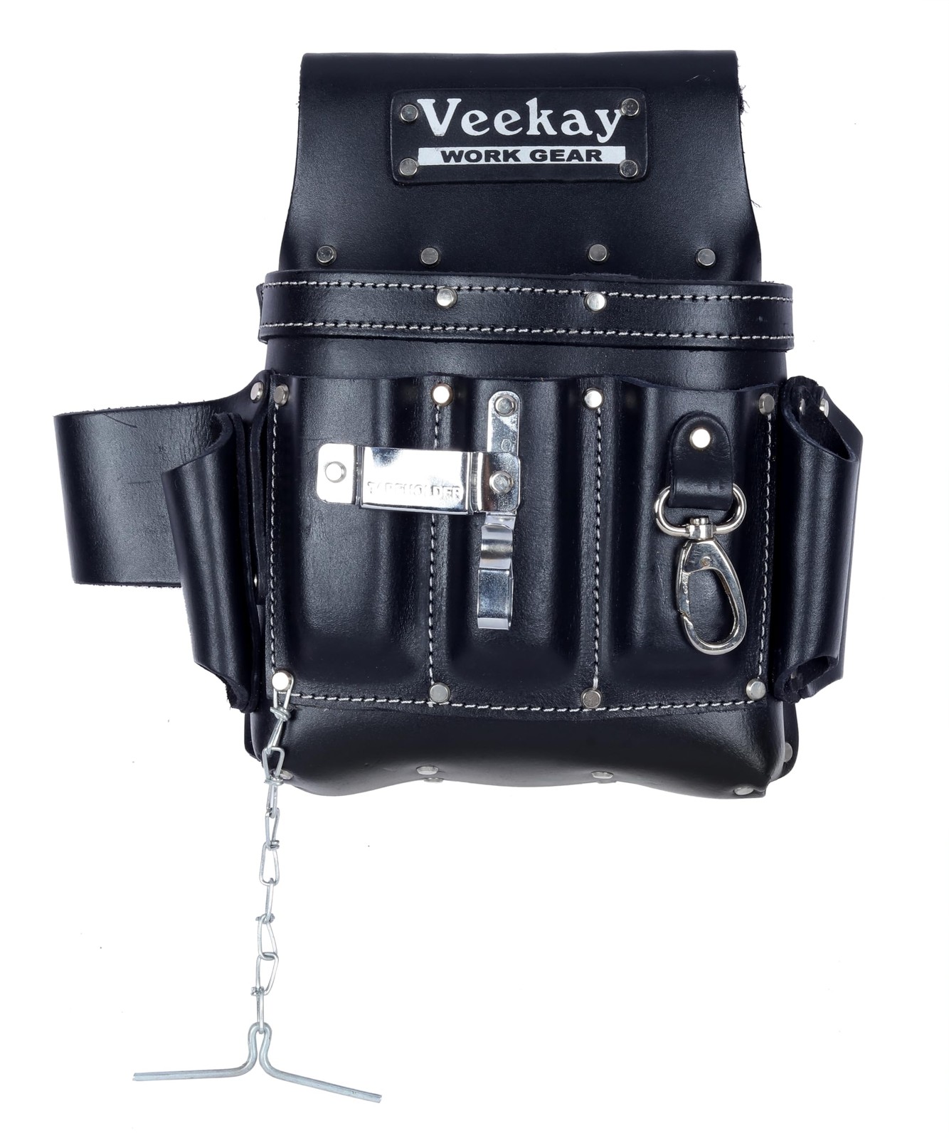 VEEKAY Electrician Leather Tool Pouch 10 Pocket Full Grain Heavy Duty Brown