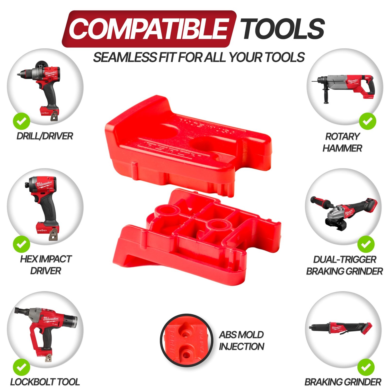 9 Pack Tool Holder for Cordless Tools – Snap Fit Organizer, Wall Mount & Under S