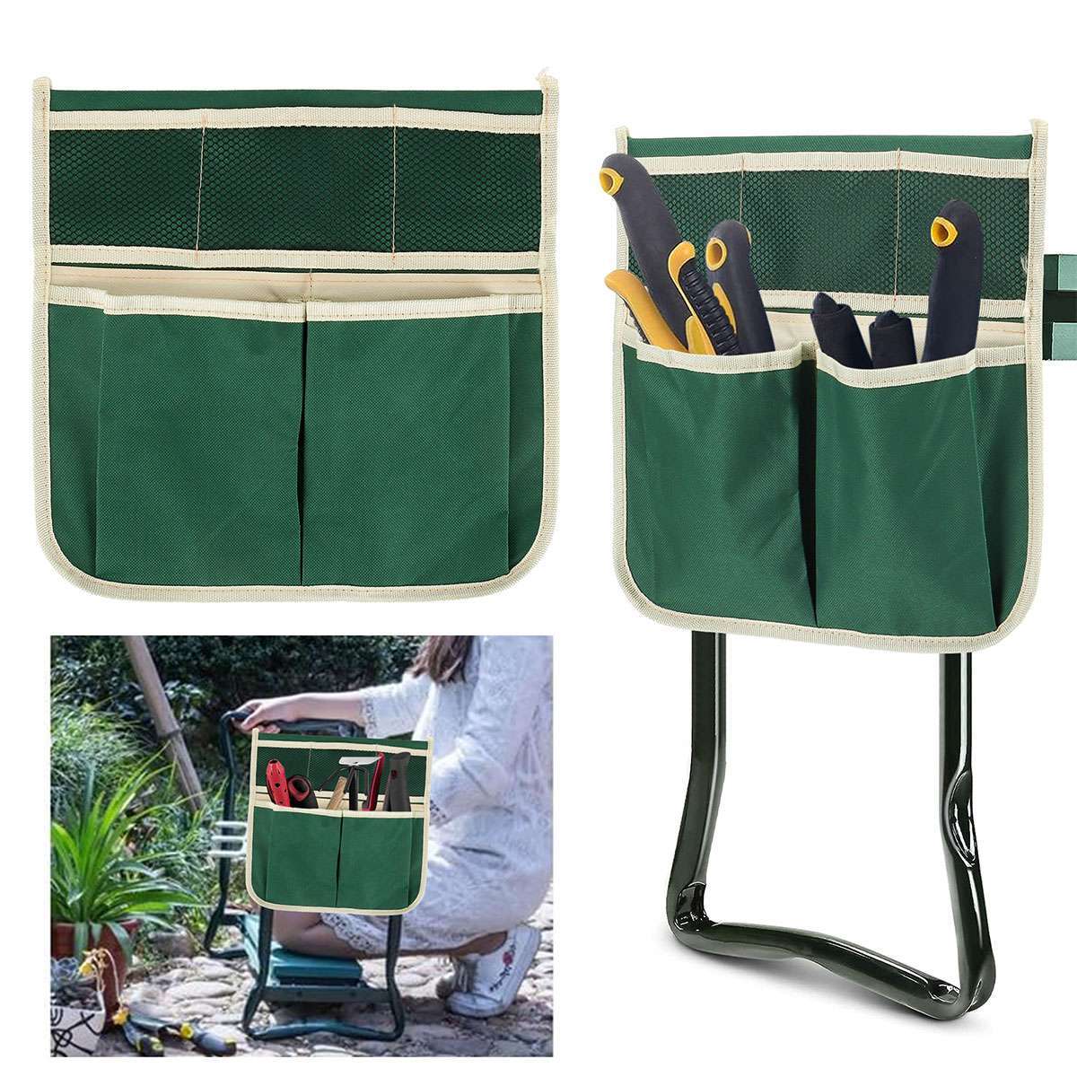 Folding Garden Kneeler Seat Bonus Tool Pouch Portable Stool Pad Chair Bag Holder