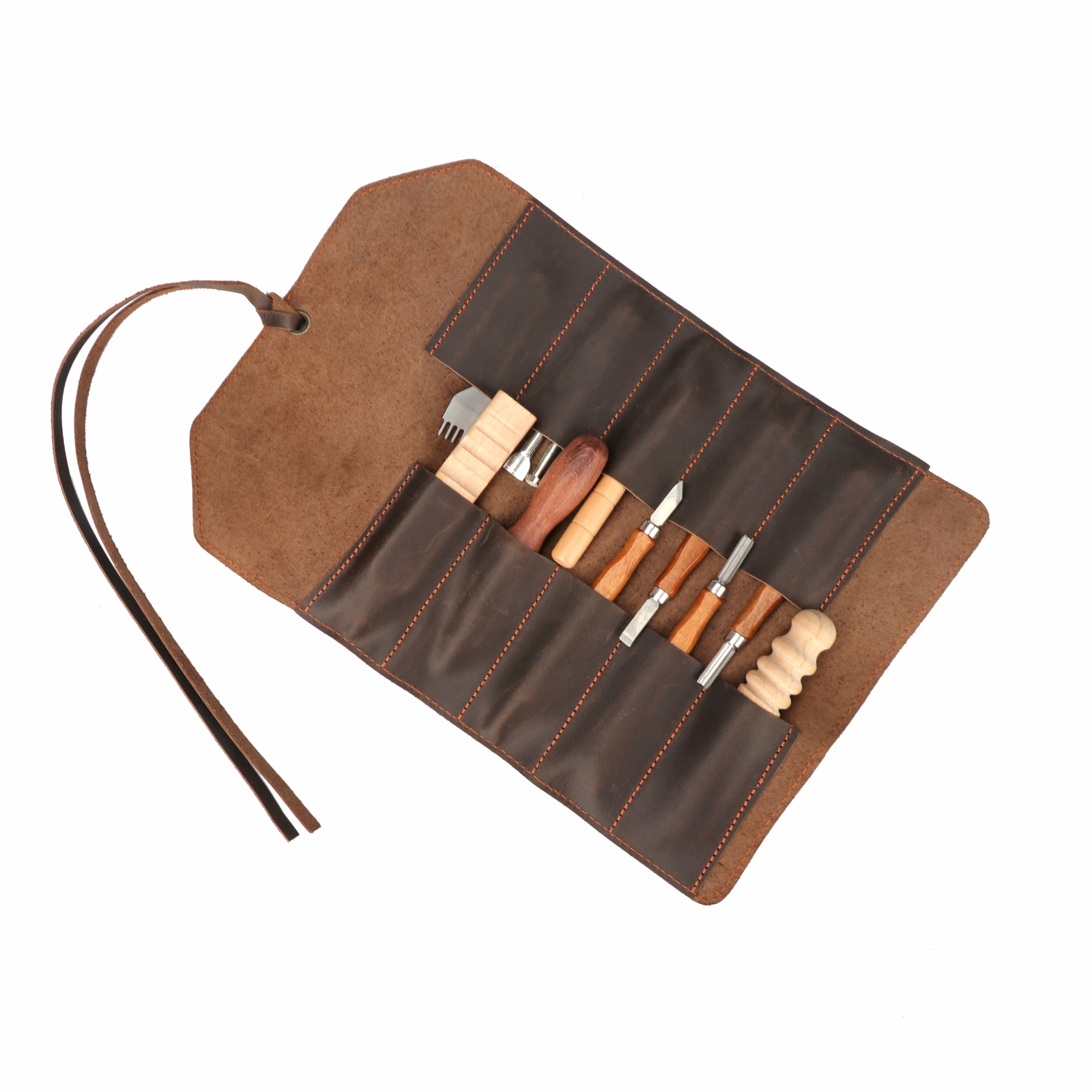 TOURBON Leather Rollup Workshop Carpenter Carving Tool Organizer Holster Storage