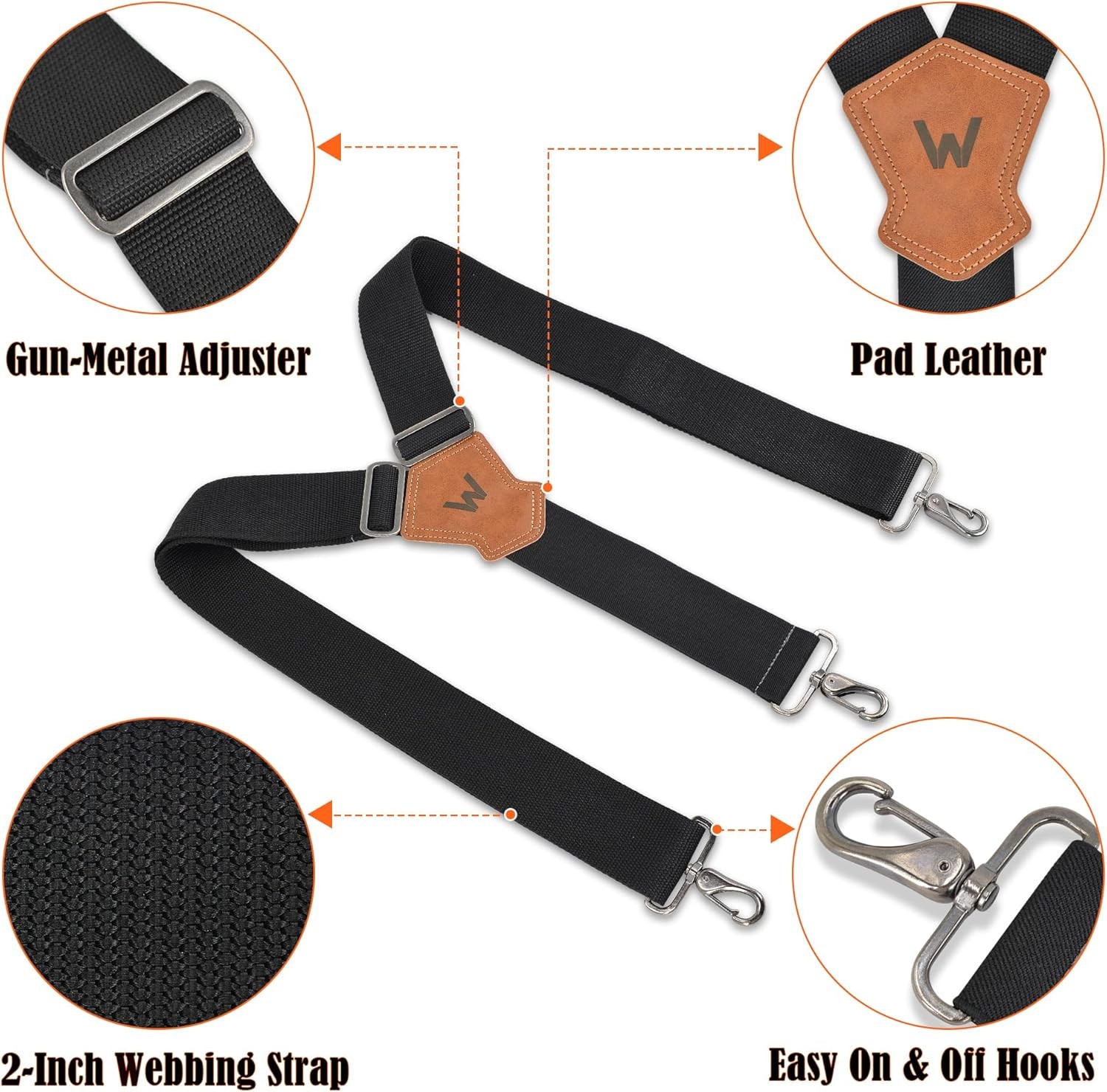 WELKINLAND 2Inch Y-Back Mens Suspenders, Heavy-Duty Suspenders Y Back, Wide…