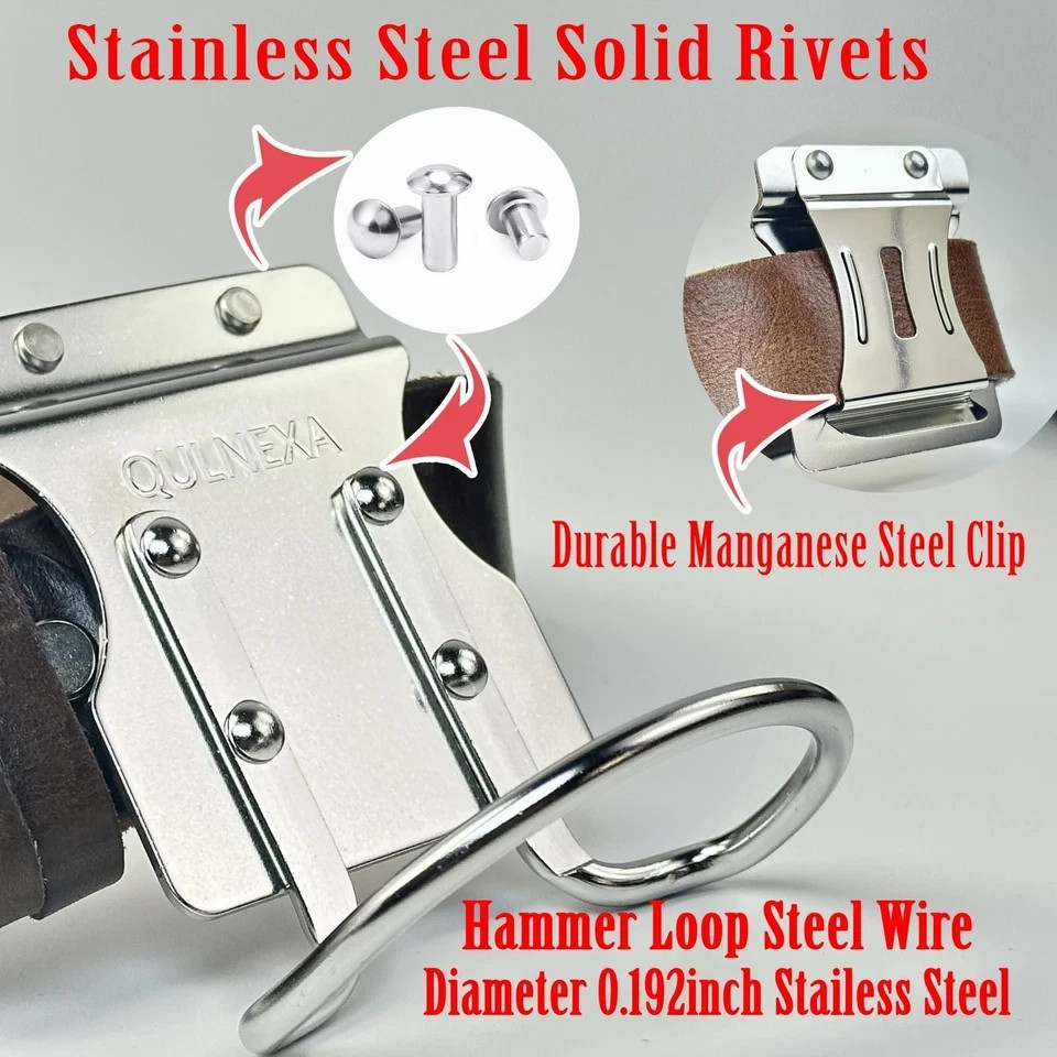Stainless Steel Hammer Holder Drill Holster Tool Belt 2.6 Inch Loop
