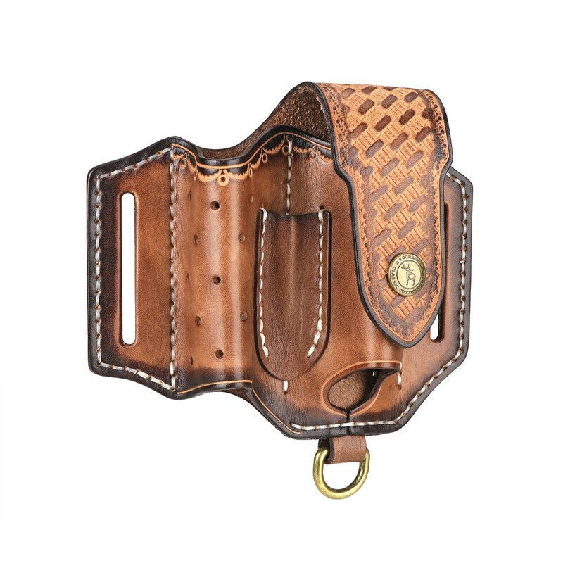 Leather Pocket Knife Sheath EDC Multitool Plier Belt Pouch Tools Holster-TOURBON