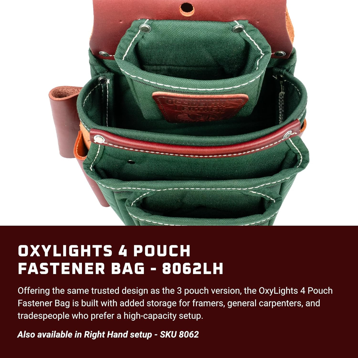Oxylights 4 Pouch Fastener Bag – Left Hand – 10 Pockets & Tool Holders – Made in
