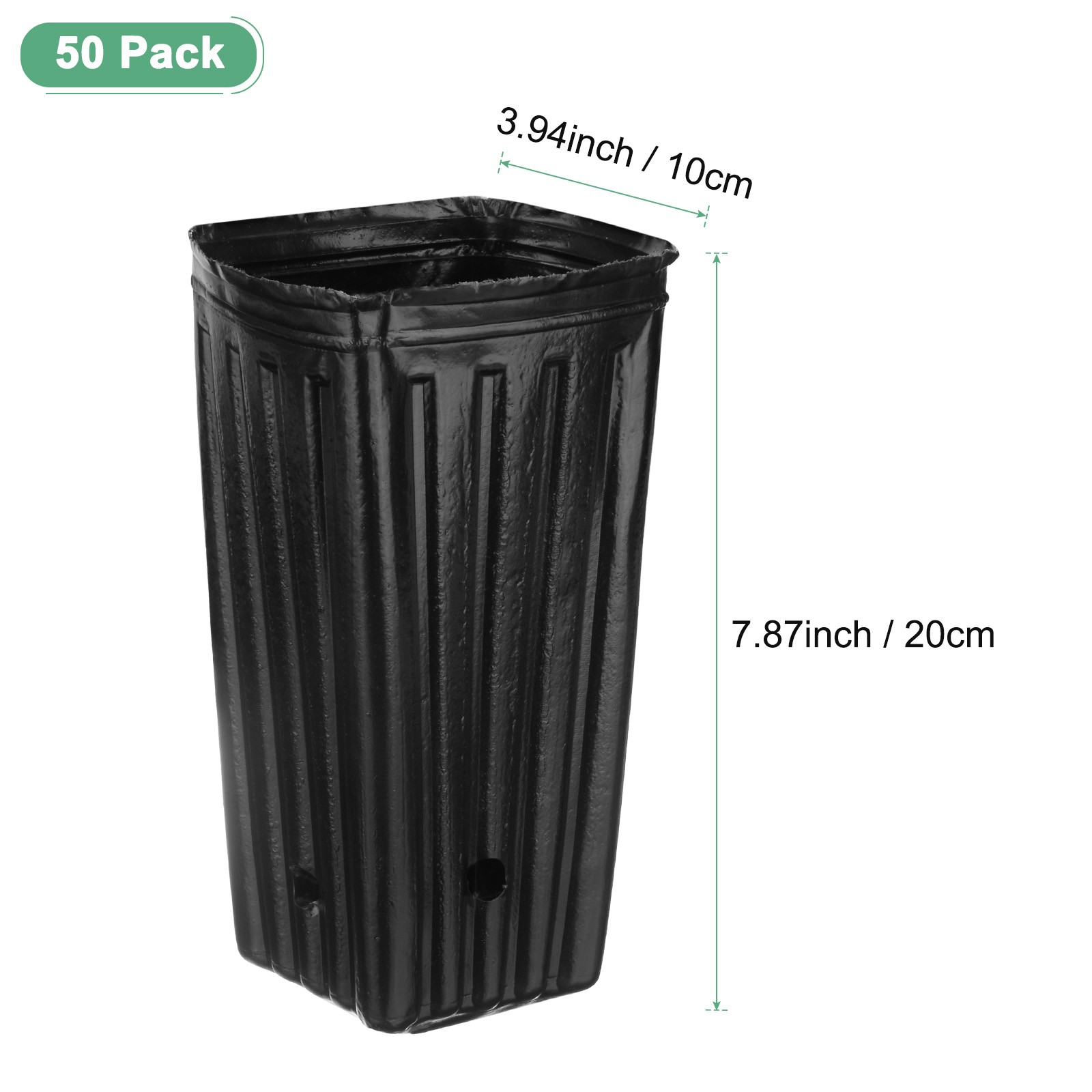 50 nursery jars 10x10x20 cm for gardening [black]