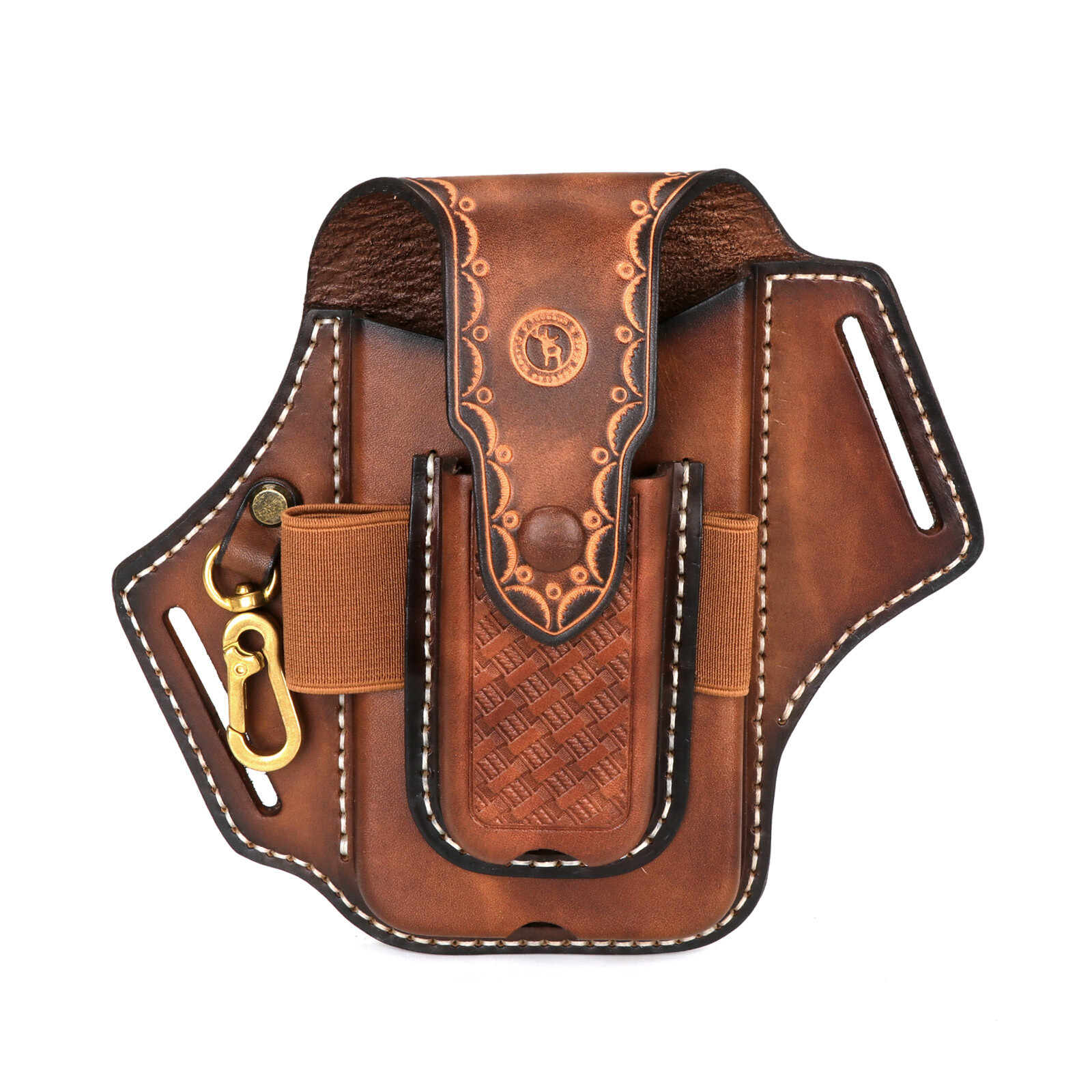 Tourbon Leather EDC Multitool Carrying Sheath Belt Holster Pen Pouch Phone Case