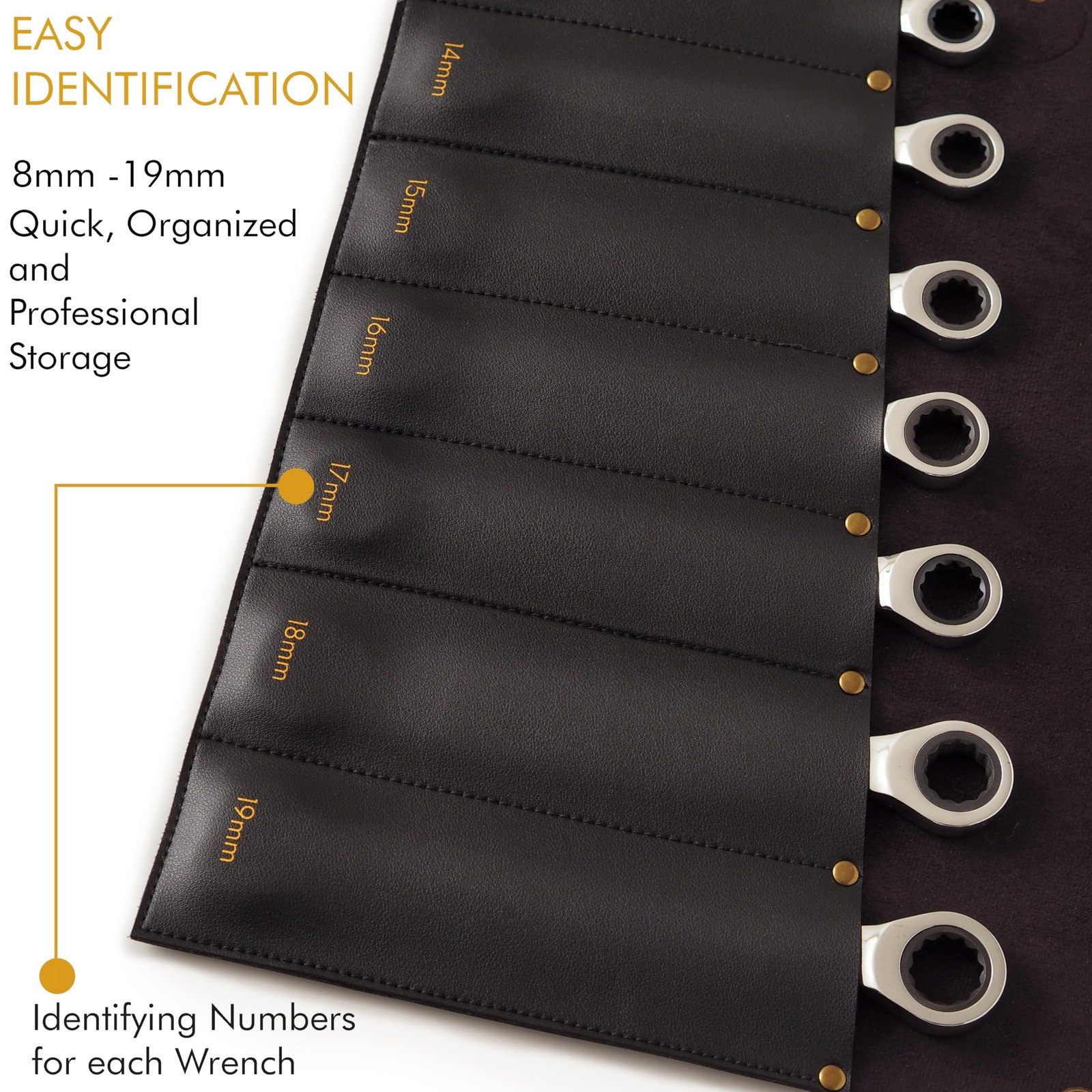 12 Pocket Metric Wrench Roll Up Organizer Heavy Duty Tool Storage Pouch