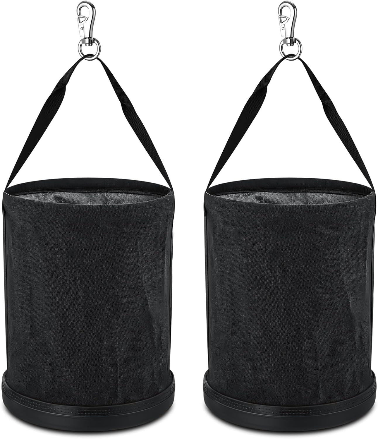 15″ Canvas Tool Bucket Bag (2 Pack) with Metal Hook – 150 Lbs Capacity