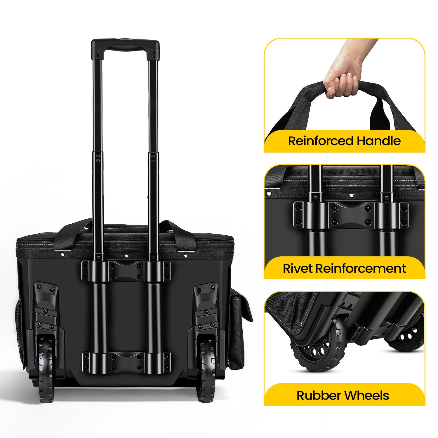 Rolling Tool Bag with Wheels | Heavy Duty 1680D Storage Organizer