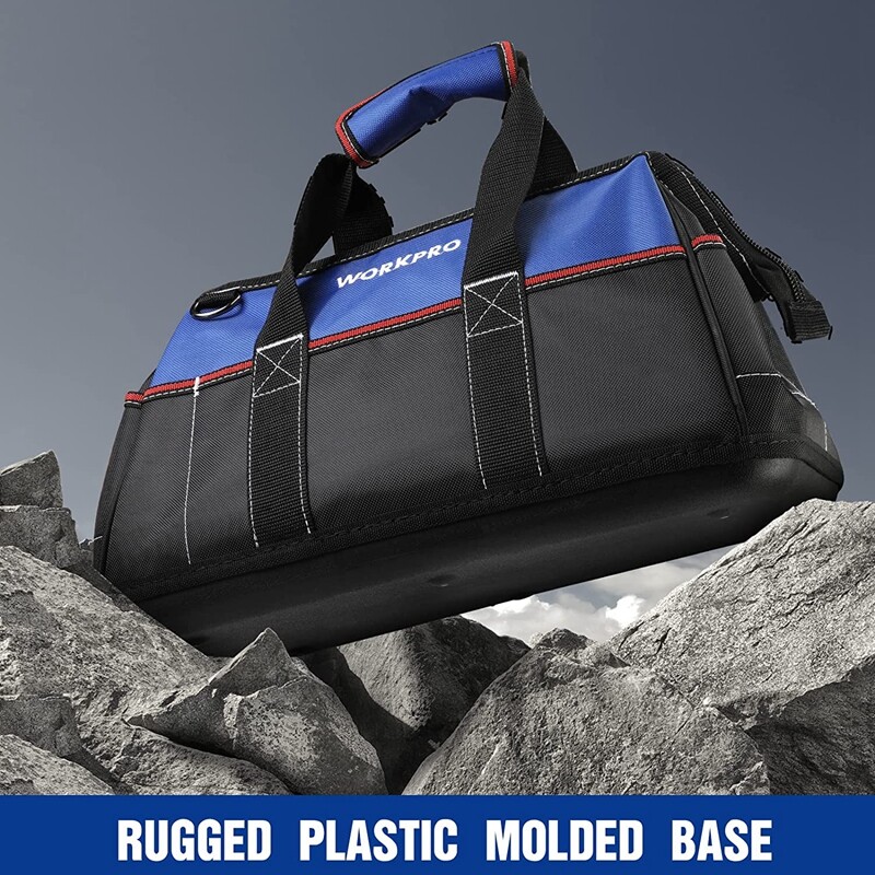 WORKPRO 16-inch Heavy Duty Wide Mouth Tool Bag Tool Storage Bag w/Shoulder Strap