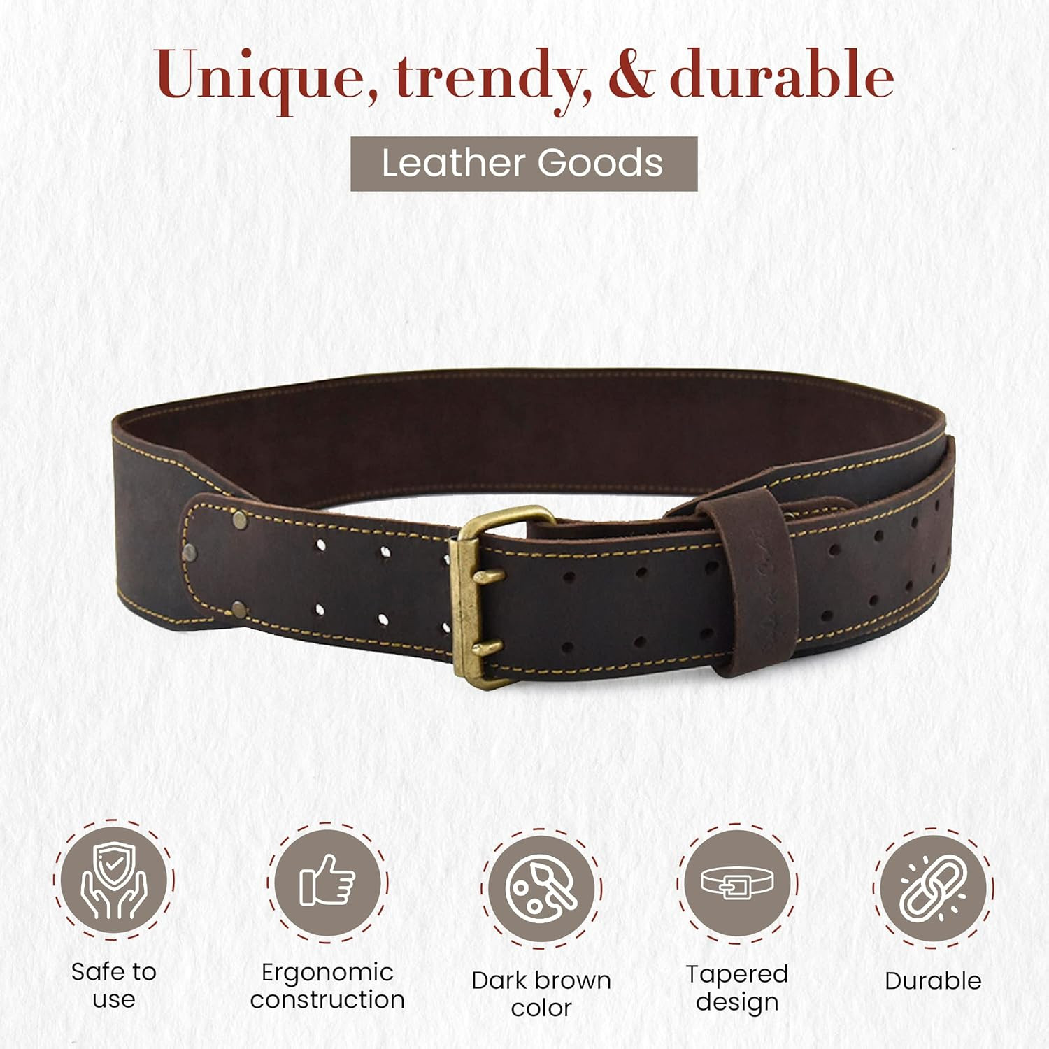 Style N Craft – 3″ Wide, Long, Tapered Full-Grain Oiled Leather Work Belt, Durab