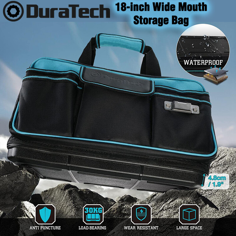 DURATECH Wide Mouth Tool Bag 17-in Large Storage 32 Pocket Bag Organizer w/Strap