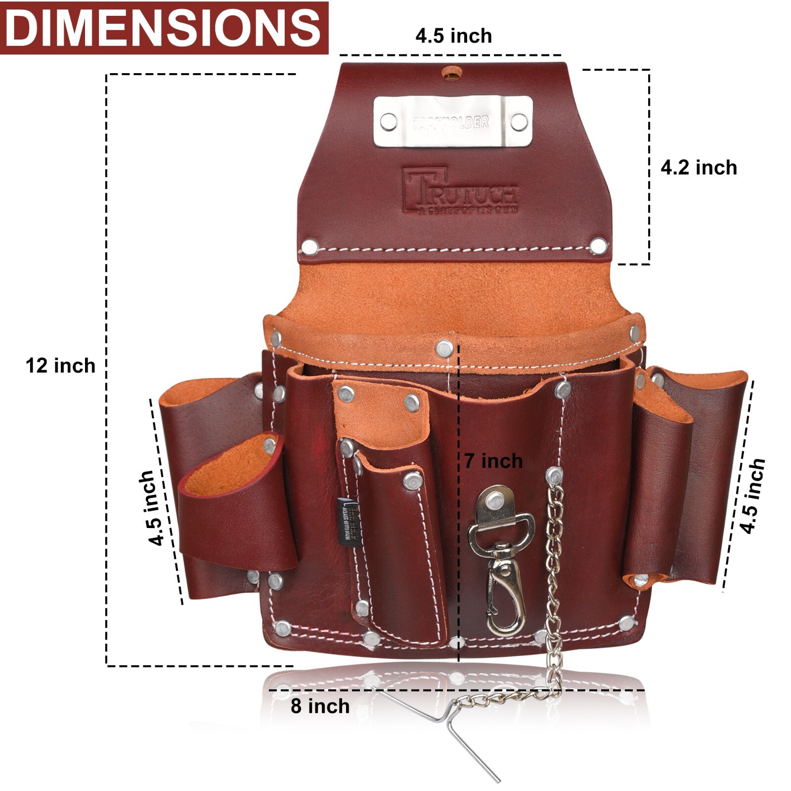 TRUTUCH Leather Electrican Tool Pouch with Foam Padded Work Belt | Carpenter