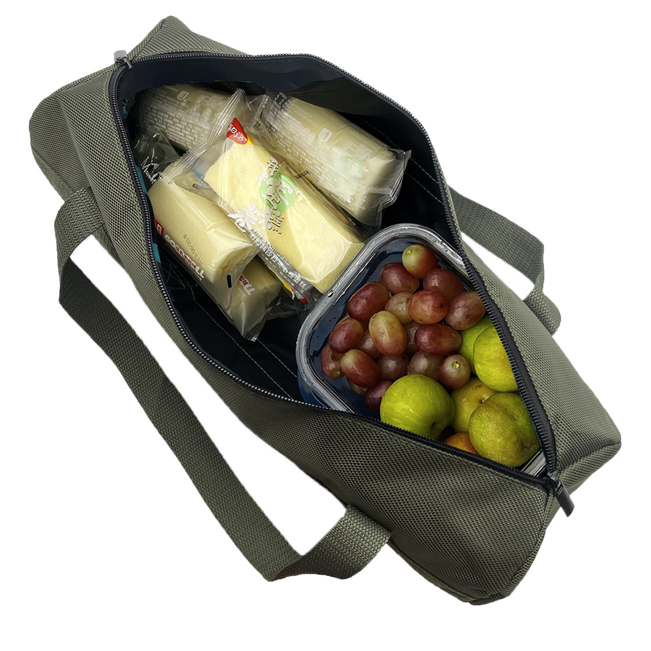 16 inch Green Tool Bag with Zippers Quick storage Canvas for home 15.75×5.12in