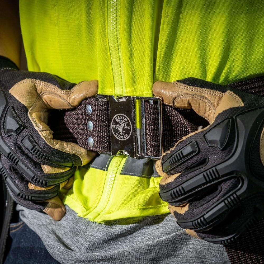 Klein Tools Adjustable Tool Belt Fits Waist Up to 48 Inches Brown Webbing