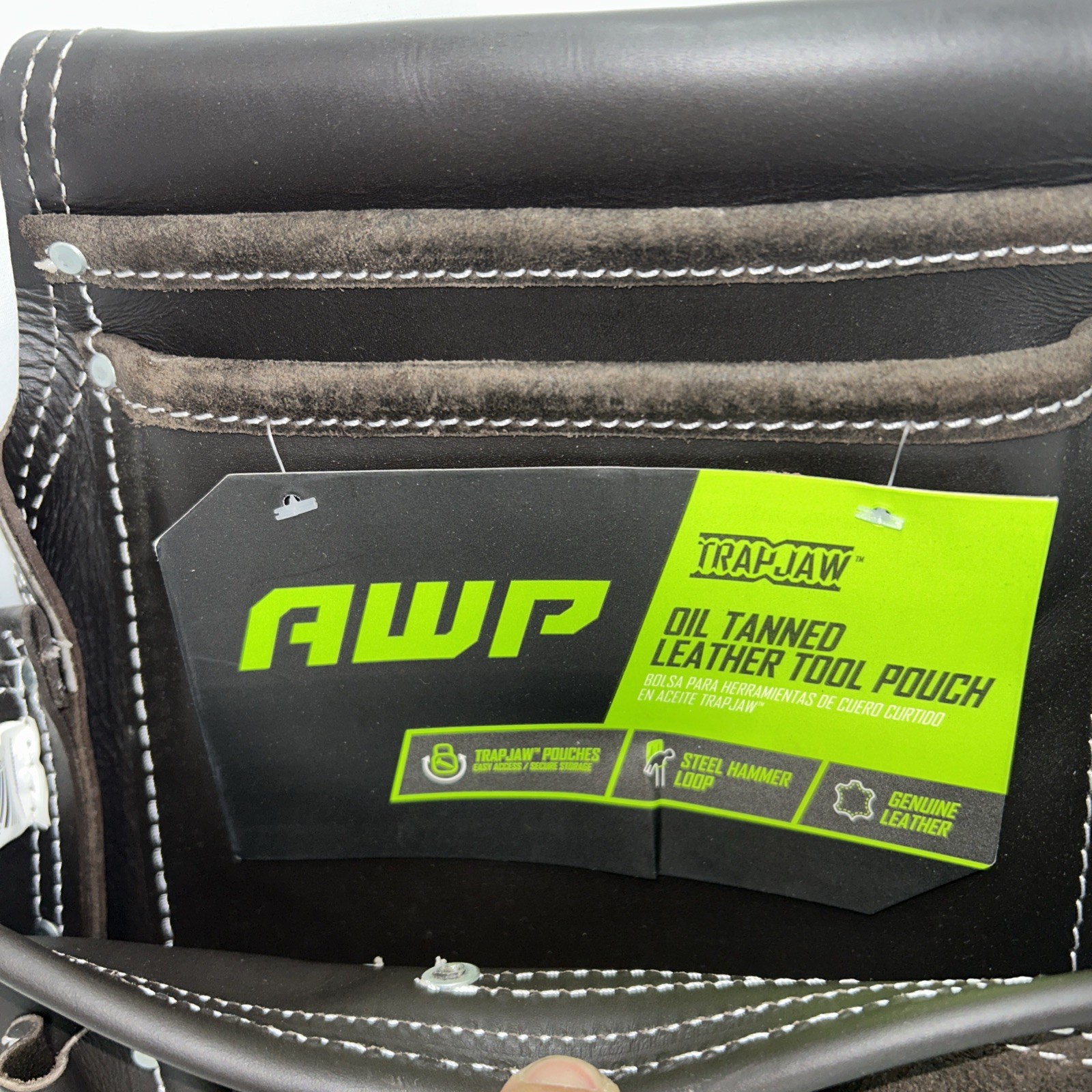 AWP Trapjaw Oil-Tan Tool Rig Genuine Leather Construction Work Belt Pouch New