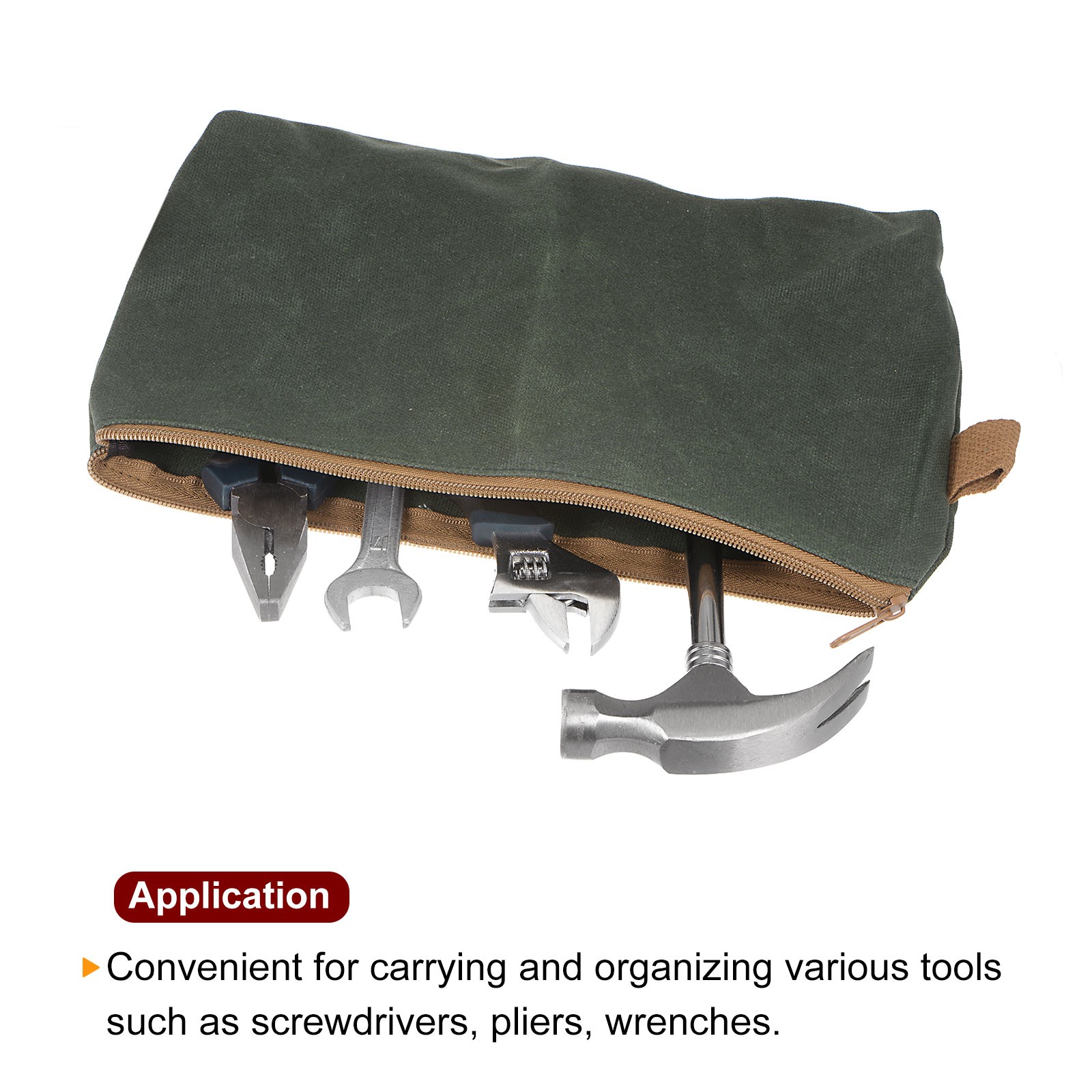 Tool Pouch Bag 31cm x 6cm x 17cm Oxford Organizer with Zipper Green